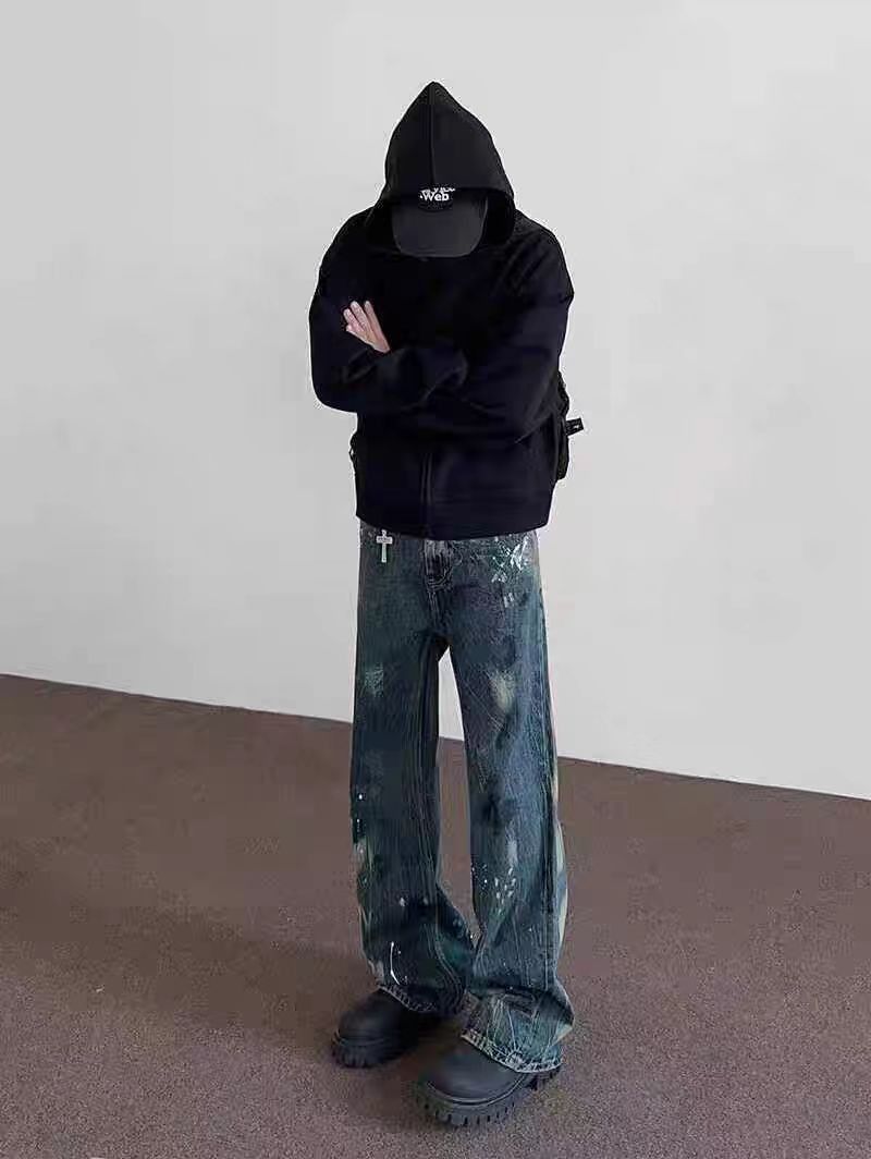 Japanese Brand × Jean Washed vintage airbrushed straight leg jeans Size US 30 / EU 46 - 4 Thumbnail