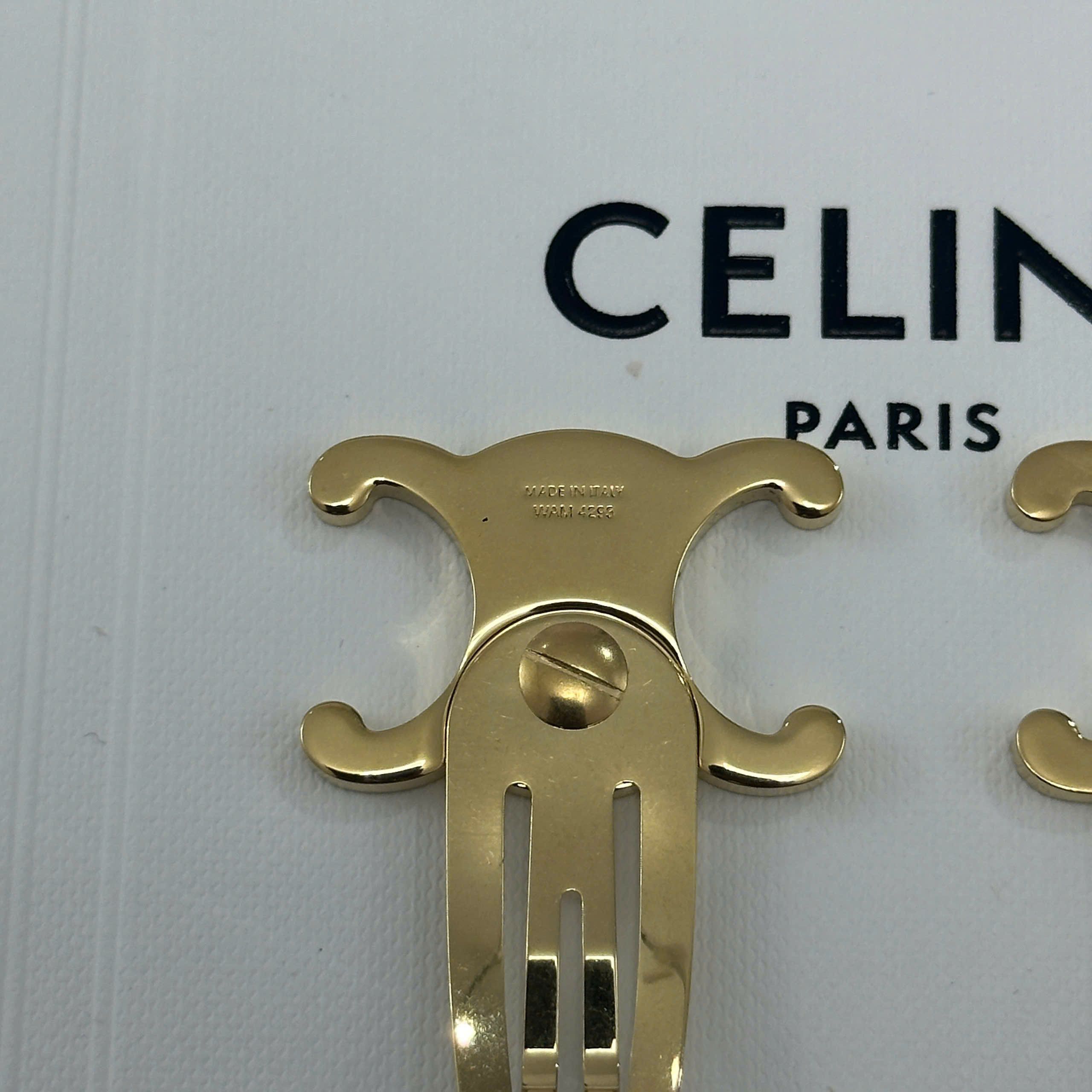 Celine CELINE Hair Accessories Set Of 2 Triomphe Hair Clips GOLD Size ONE SIZE - 2 Thumbnail