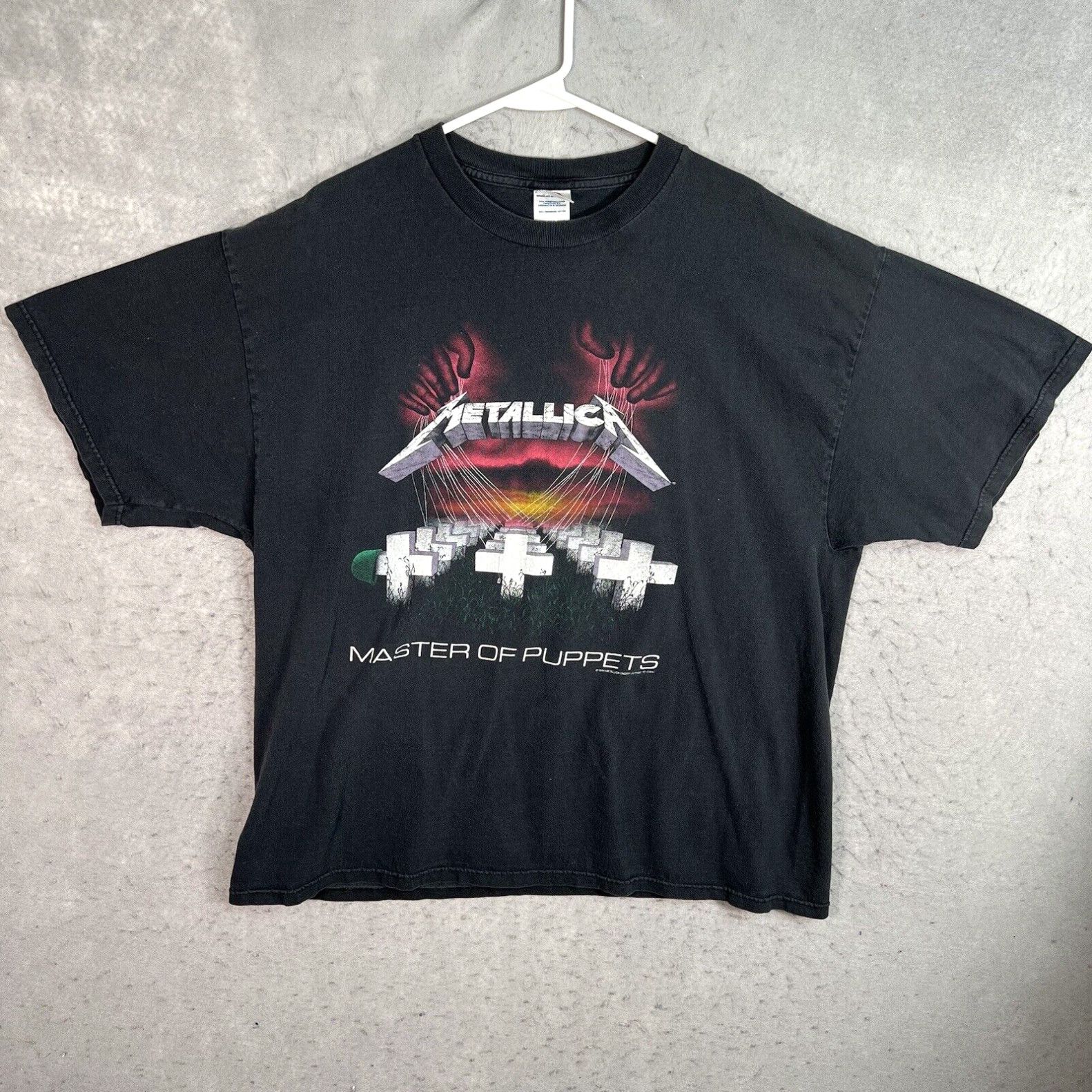 image of Delta Vintage 1994 Metallica Master Of Puppets Band T Shirt Adult XL Black Mens in White