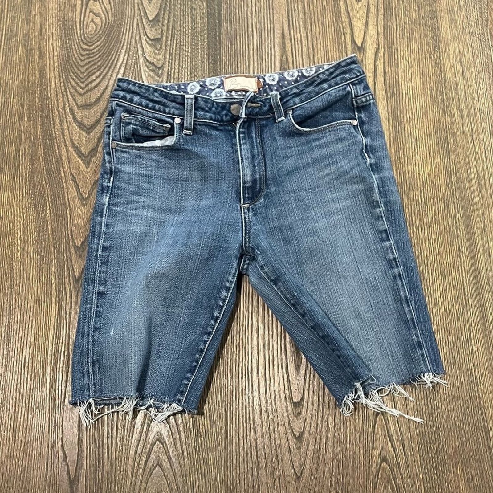Paige Paige Rising Glen Bermuda Shorts High Rise Cut Off Raw Hem29 Size 29" - 1 Thumbnail