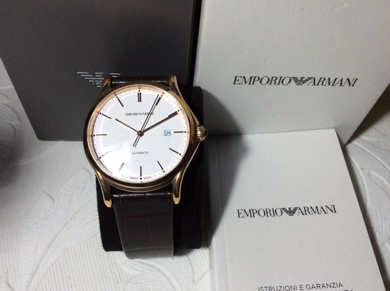 Emporio Armani Emporio Armani men's automatic brown leather strap watch Size ONE SIZE - 3 Thumbnail