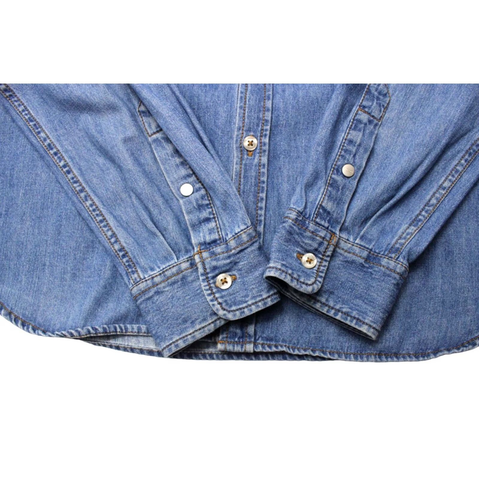 Diesel DIESEL Shirt Men XL Denim Look Faded Spread Collar Button Up Blue Size US XL / EU 56 / 4 - 5 Thumbnail
