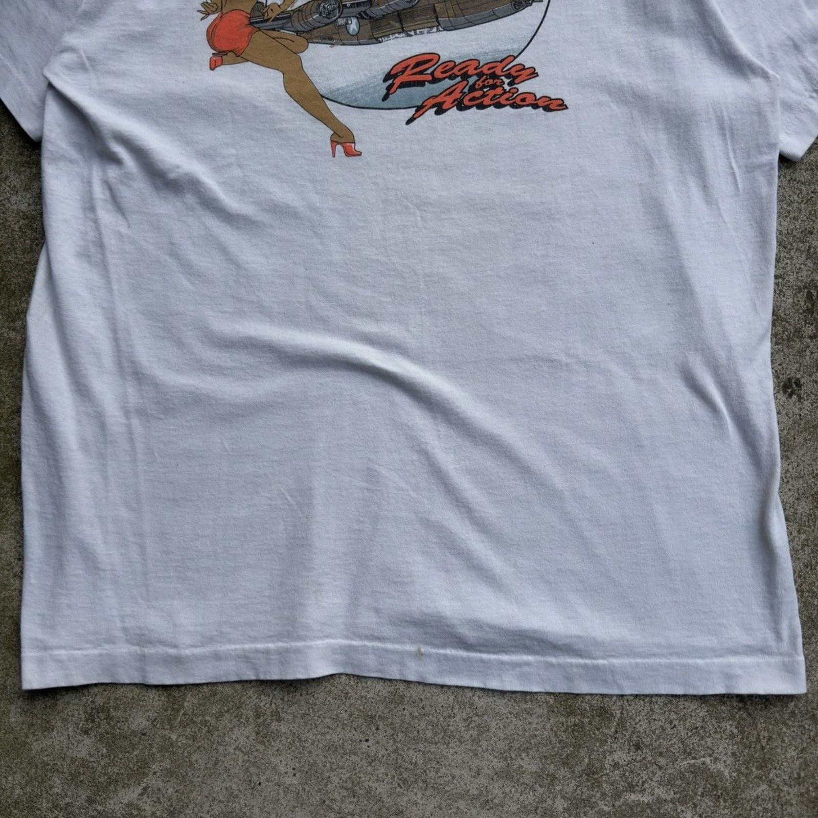 Vintage Thrashed Faded Distressed Pin Up Girl Bomber Tee ERD Grunge Size US XL / EU 56 / 4 - 12 Thumbnail