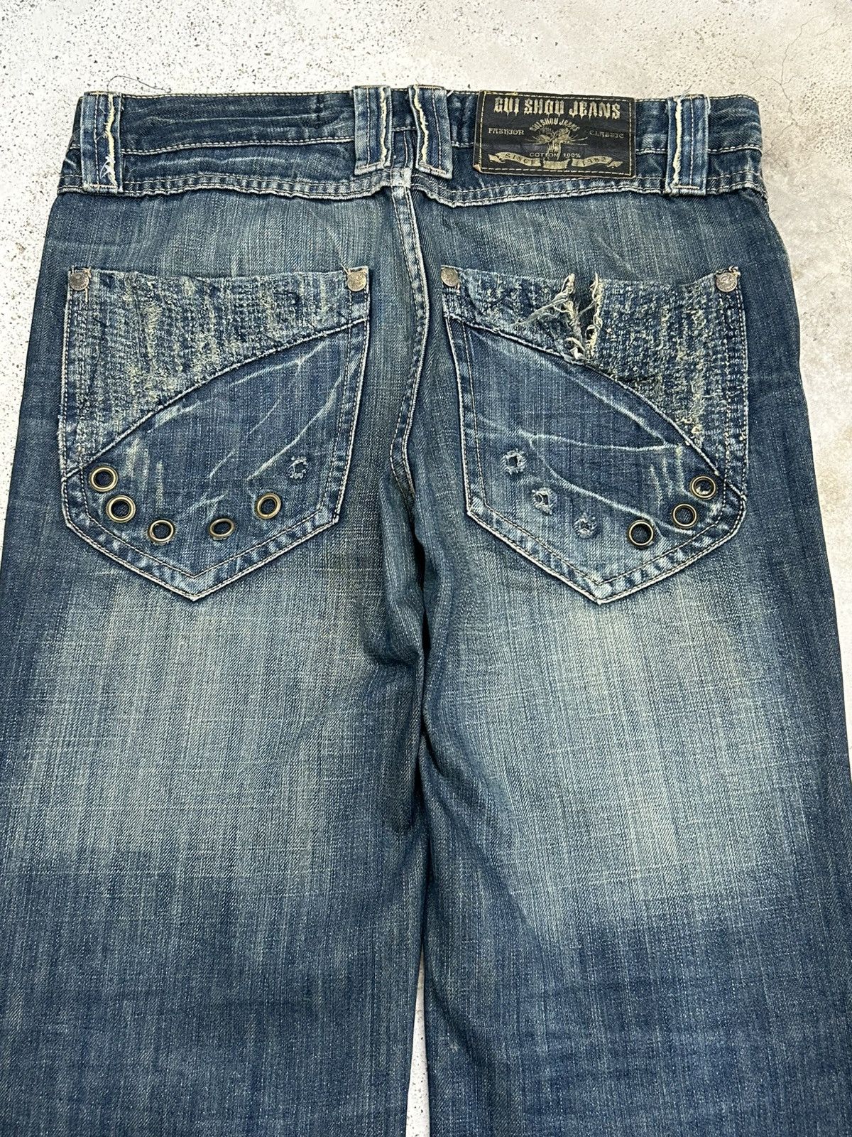 Le Grande Bleu (L.G.B.) Y2k Gui Show Jeans Straight Leg Embellishment Distressed Size US 34 / EU 50 - 9 Thumbnail