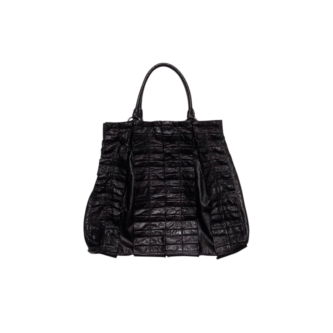 Miu Miu Miu Miu Black Leather Vitello Lux Pleated Tote Bag Size ONE SIZE - 1 Thumbnail
