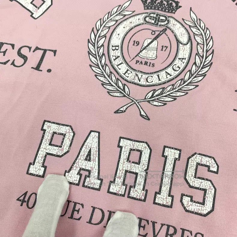 Balenciaga Balenciaga Pink logo letter printed cotton round neck shor Size US S / EU 44-46 / 1 - 8 Thumbnail