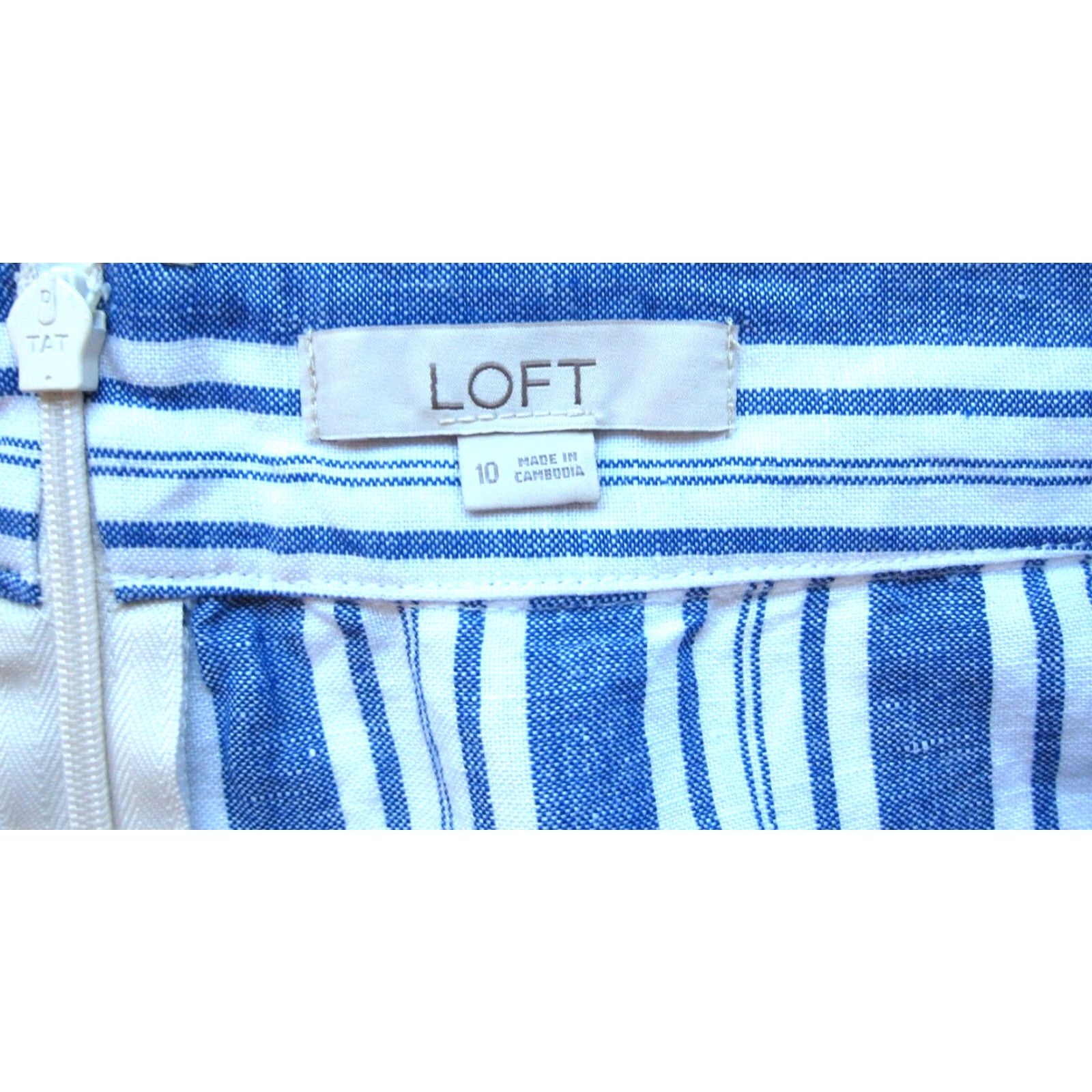 Loft VINTAGE Ann Taylor Loft White Blue Stripe Linen Rayon Ruffle Wrap Skirt Women Size 10 Size 32" / US 10 / IT 46 - 3 Thumbnail