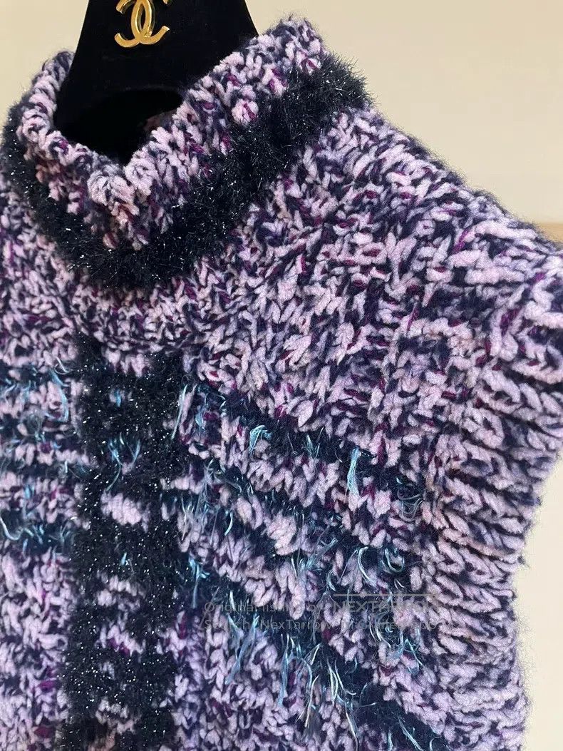 Chanel Chanel 23p purple stick needle knitted sweater vest Size XS / US 0-2 / IT 36-38 - 4 Thumbnail