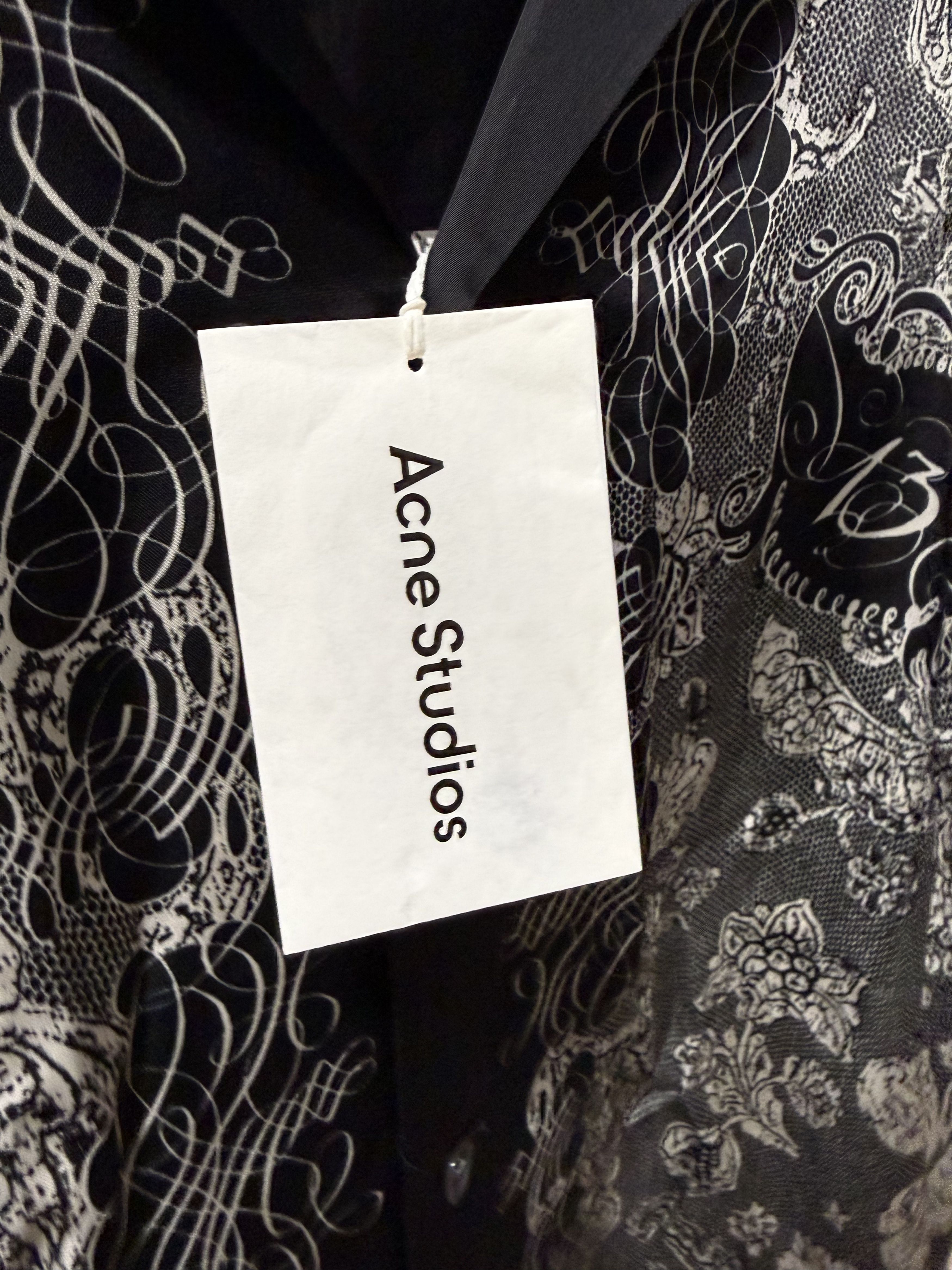 Acne Studios Acne Studios Silk Crochet Shirt 'Black/Ecru' Size US S / EU 44-46 / 1 - 2 Thumbnail