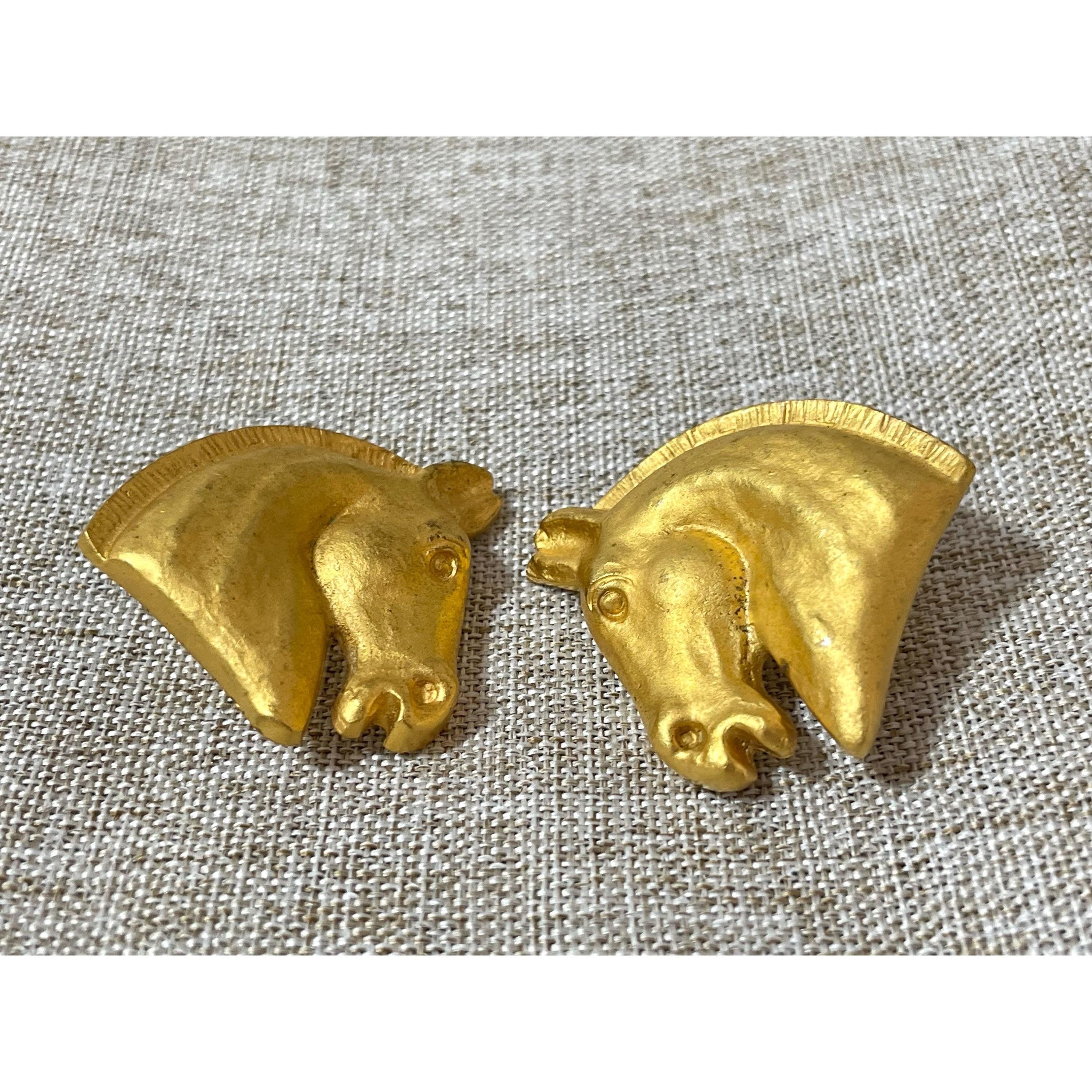 Hermes Vintage HERMES gold tone horse earrings. Size ONE SIZE - 7 Thumbnail