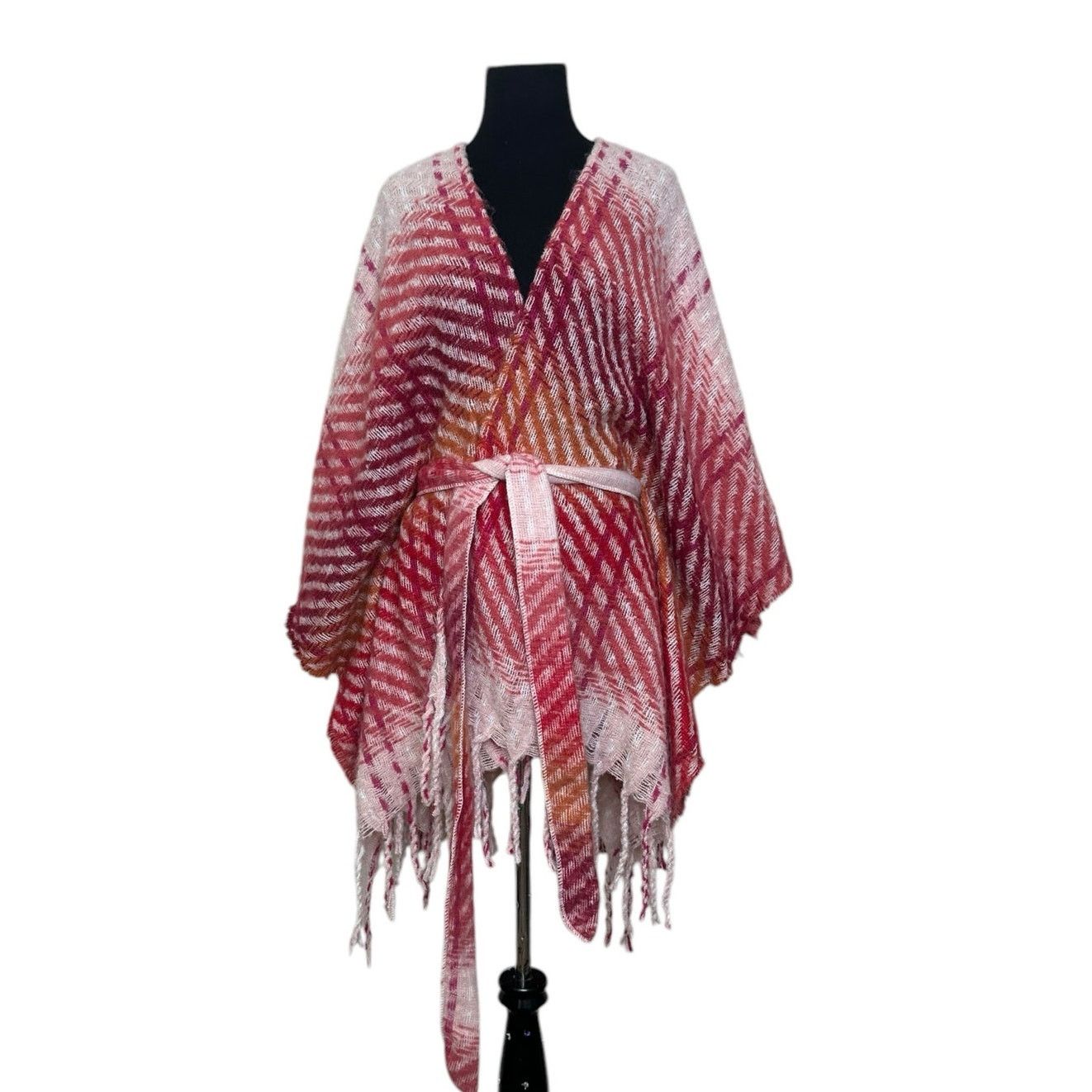 Vince Camuto Vince Camuto Striped Tie Waist Ruana Wrap size One Size Size ONE SIZE - 1 Thumbnail