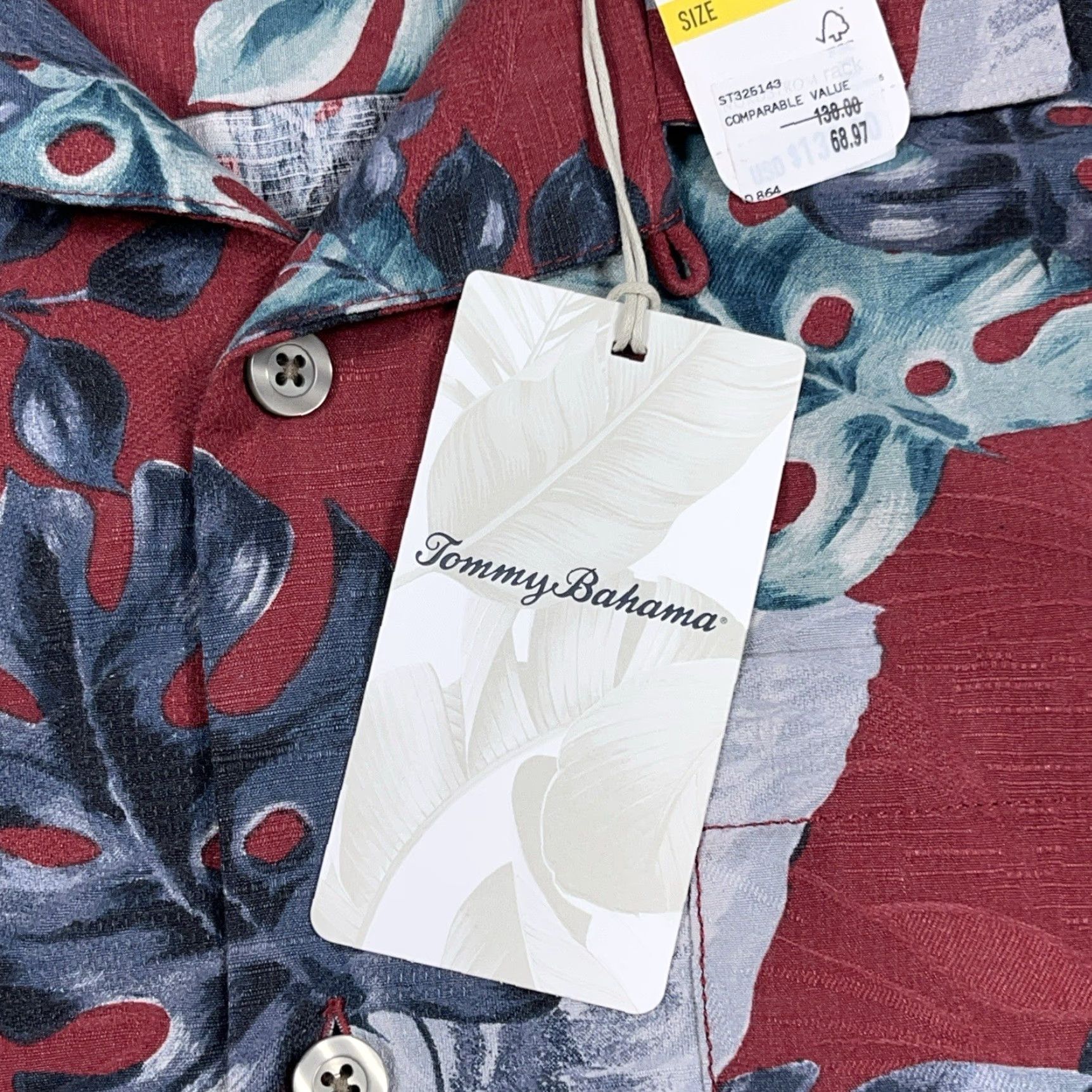 Tommy Bahama Tommy Bahama Island Zone Shirt Men M Red Floral Silk Cotton Hawaiian Button-Up Short Sleeve Size US M / EU 48-50 / 2 - 6 Thumbnail
