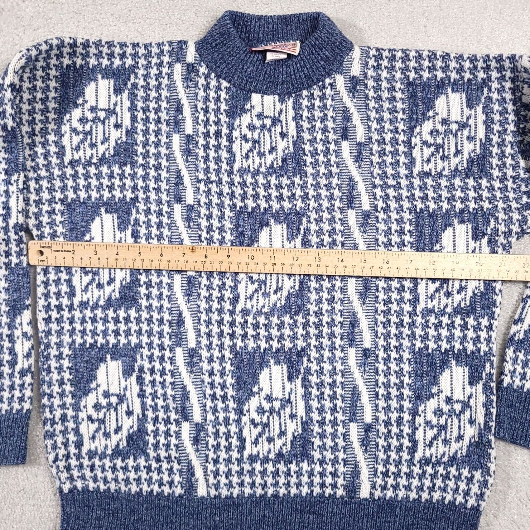 Vintage VINTAGE American Pride Sweater Women's L Blue White Leaf Knit Mock Neck 90s Pullover USA Size L / US 10 / IT 46 - 6 Thumbnail