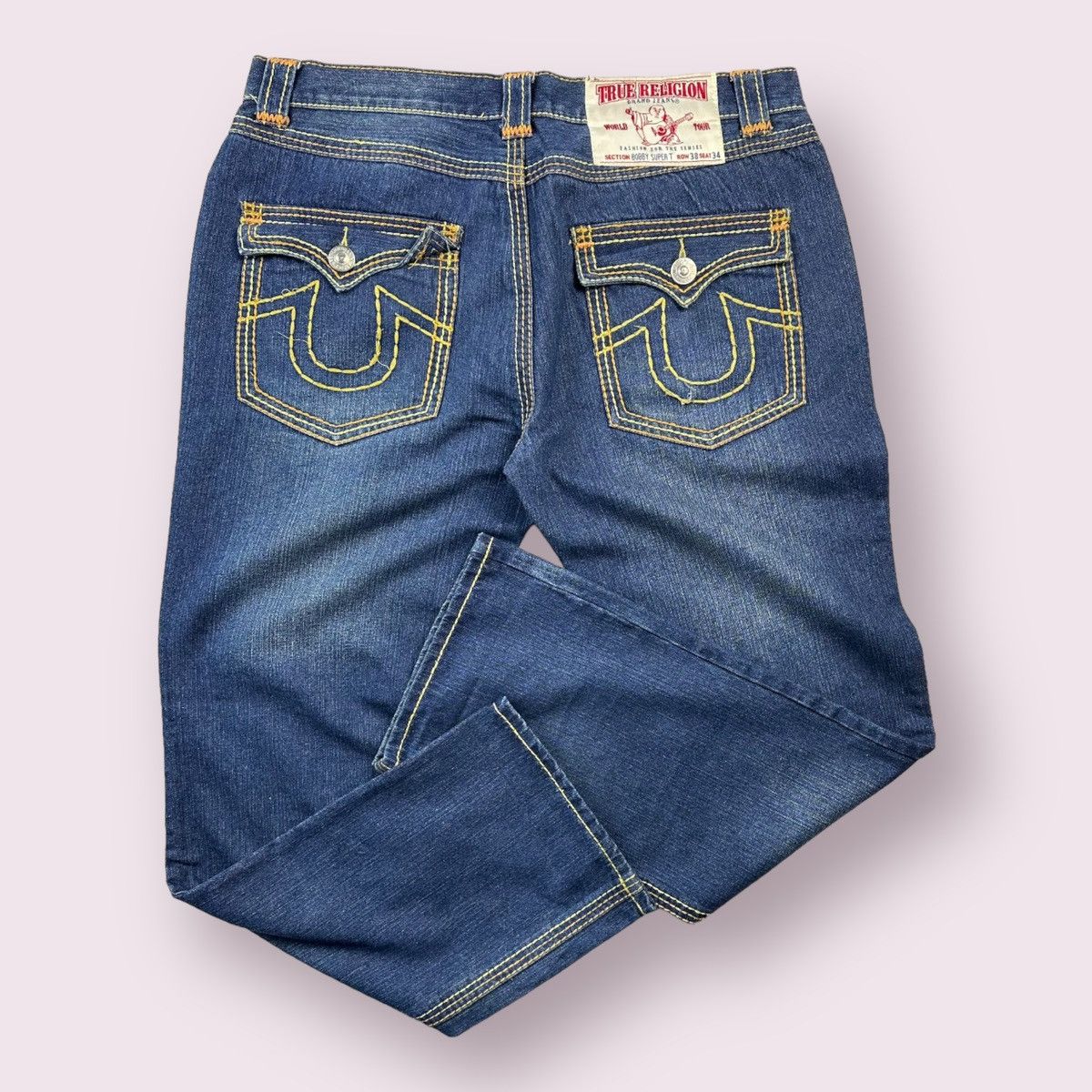 True Religion × Vintage Crazy Vintage True Religion Contrast Stitching Baggy Jeans Size US 40 / EU 56 - 1 Thumbnail