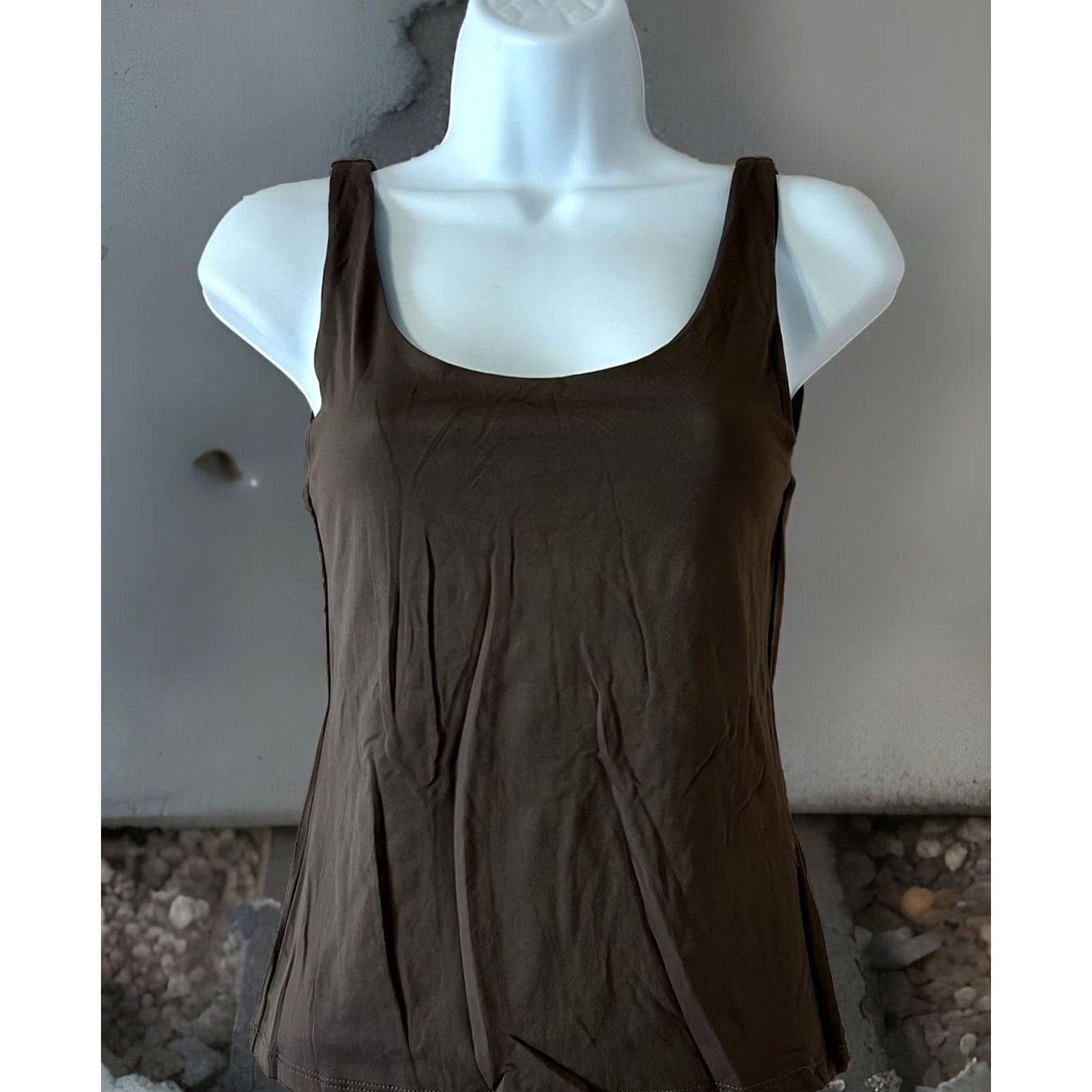 H&M H&M Tank Women Size S Brown Sleeveless Shirt, Slim Fit, Scoop Neck, Polyester Blend, Casual Top Size S / US 4 / IT 40 - 4 Thumbnail