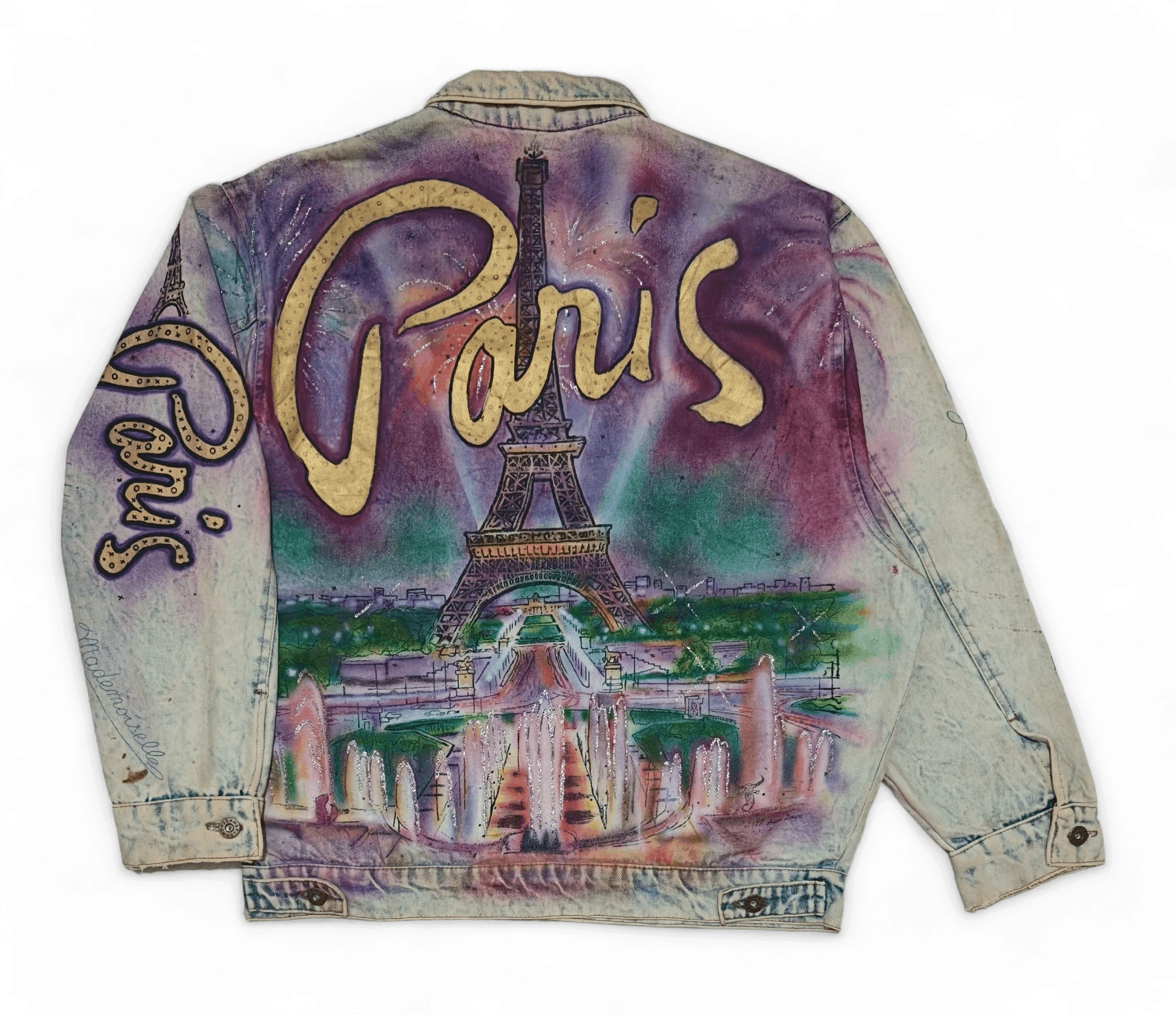 Designer Vintage 80s "T. Alamo" Style Inspired PARIS Denim Jacket Size US L / EU 52-54 / 3 - 2 Thumbnail