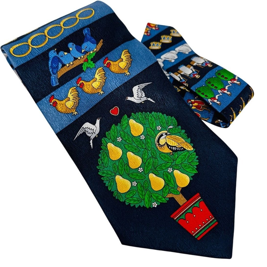 Lord & Taylor × Vintage Vintage Lord & Taylor silk 12 Days of Christmas tie 4” w Size ONE SIZE - 5 Thumbnail