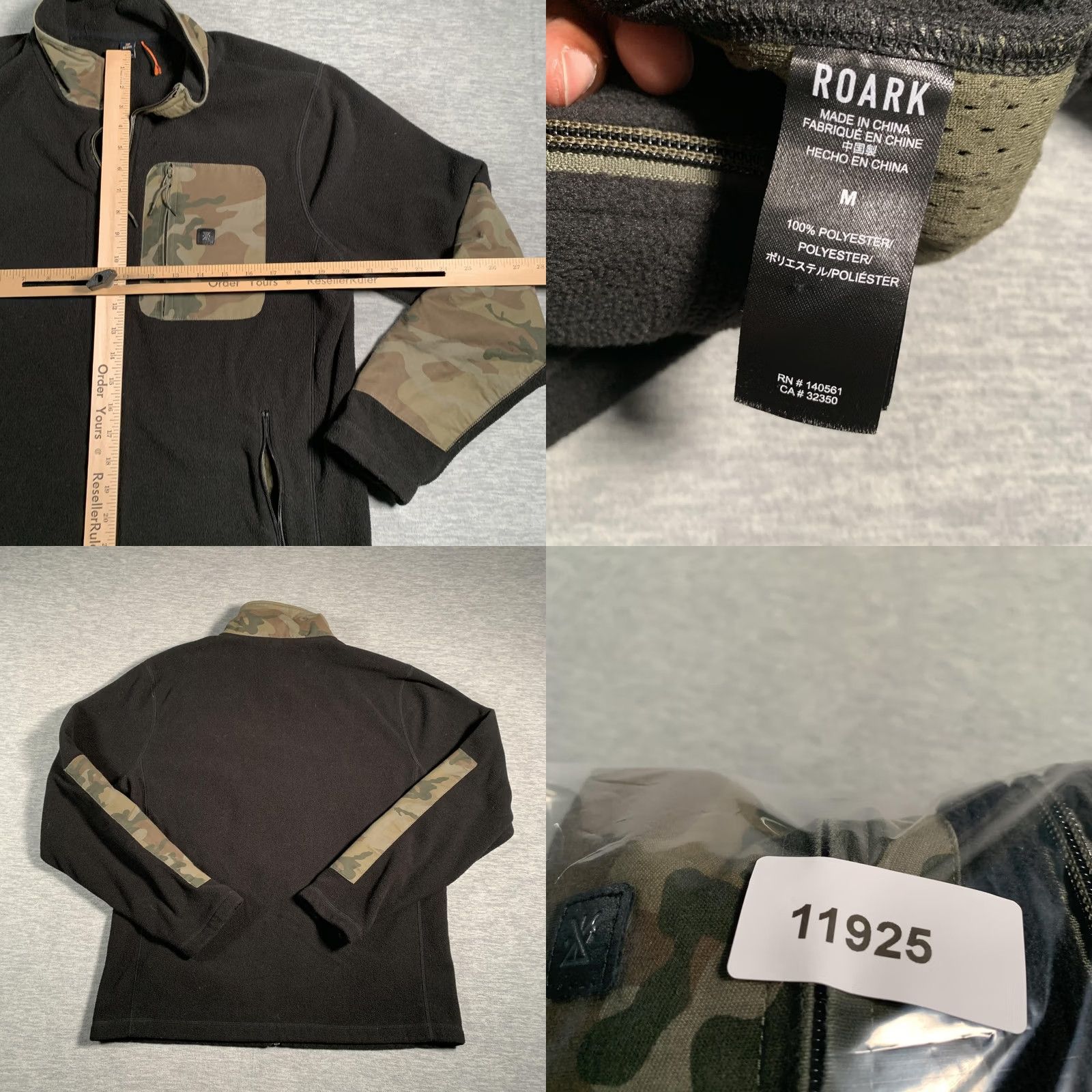 Roark Roark Jacket Mens Medium Black Camouflage Fleece Full Zip Outdoor Pockets Size US M / EU 48-50 / 2 - 8 Thumbnail