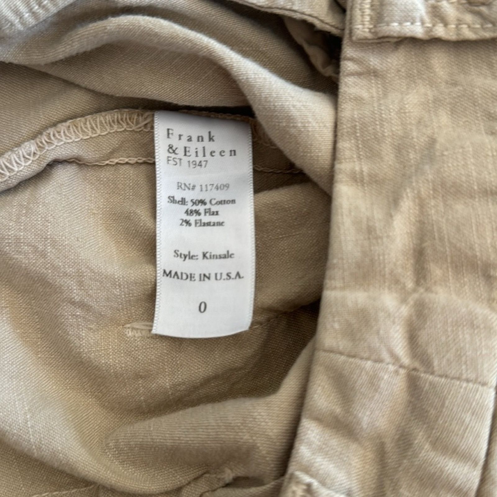 Frank & Eileen Frank & Eileen Kinsale Performance Cotton Linen Crop Pants Size 25" / US 0 / IT 36 - 8 Thumbnail