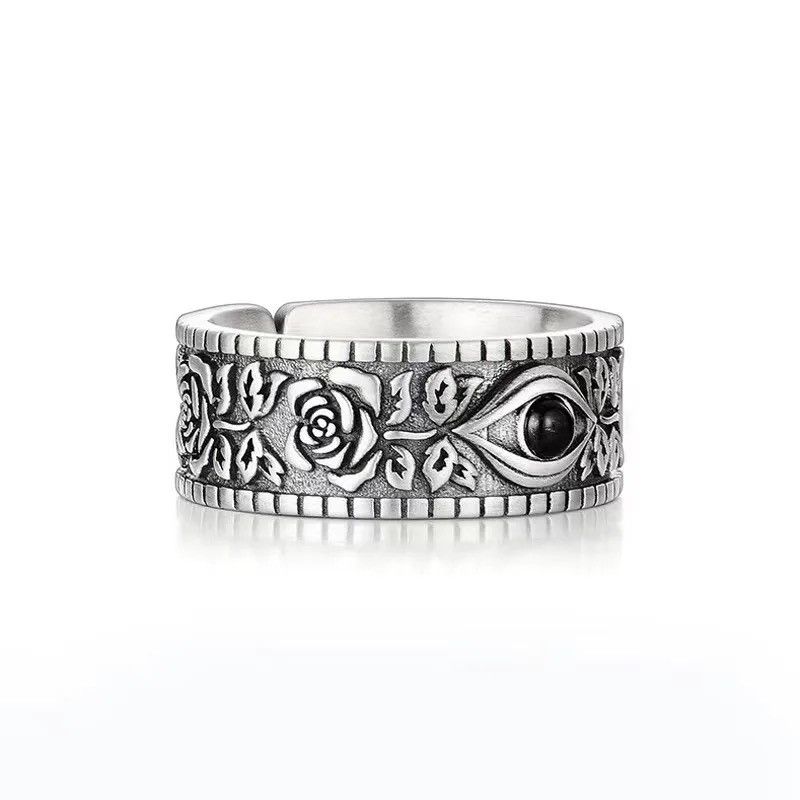 Jewelry × Sterling Silver × Vintage Vintage 925 Sterling Silver Eye Flower Adjustable Rings Size ONE SIZE - 4 Thumbnail
