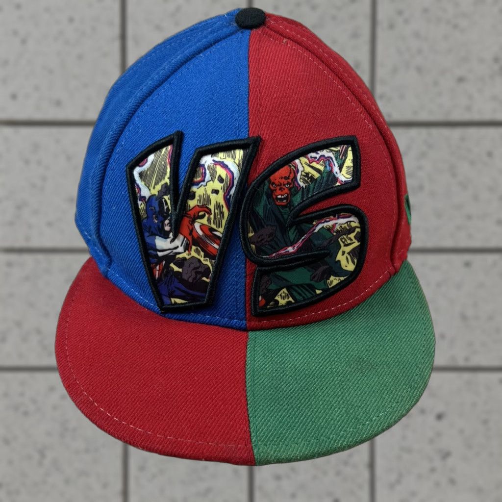 New Era New Era 59 Fifty Marvel Comics Captain America VS Skull Hat Baseball Cap Wool Fitted 7 1/4 Blue Red Green Mens Mens Cap Size ONE SIZE - 1 Thumbnail