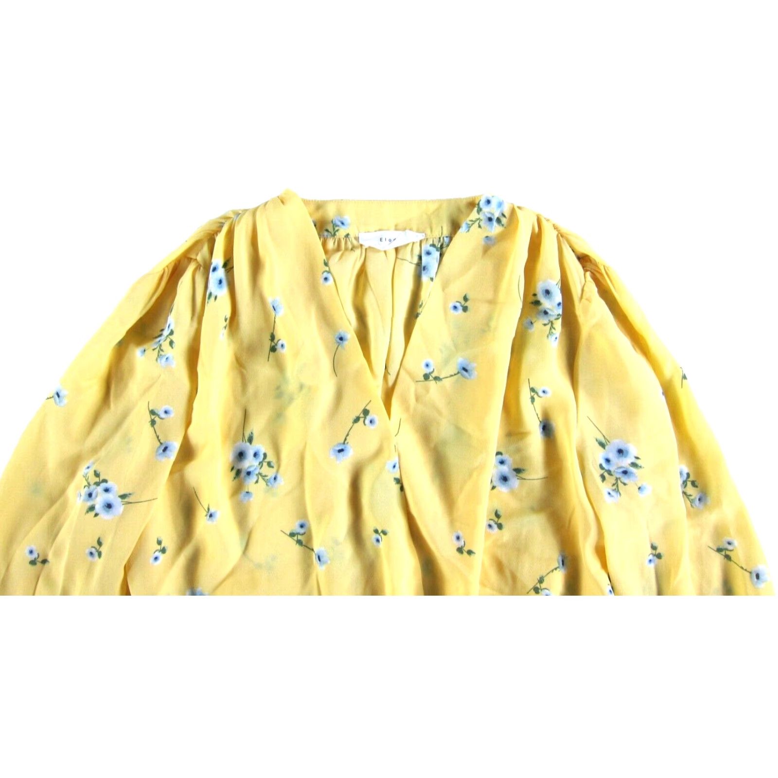 Vintage Elodie Yellow Blue Green Floral Long Sleeve V-Neck Wrap Blouse Medium Size M / US 6-8 / IT 42-44 - 3 Thumbnail