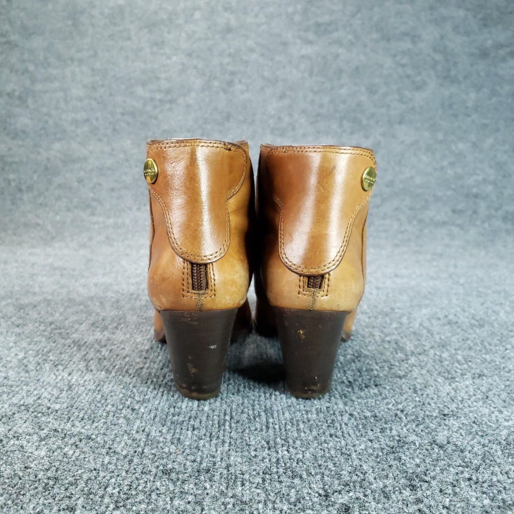 Coach Coach Waldorf Ankle Booties Womens Size 6.5 Brown Leather Zip Block Heel Size US 7 / IT 37 - 5 Thumbnail