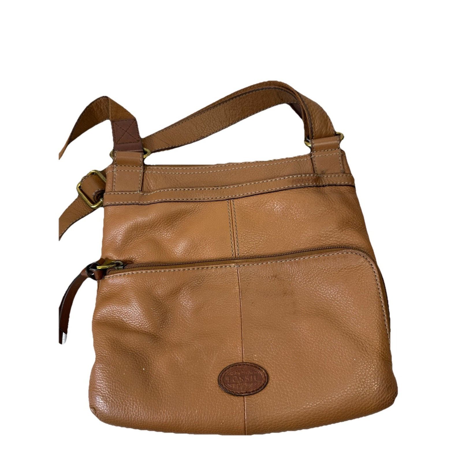Fossil Fossil MorganTraveler Caramel PebbledLeather Bag Messenger Size ONE SIZE - 22 Thumbnail