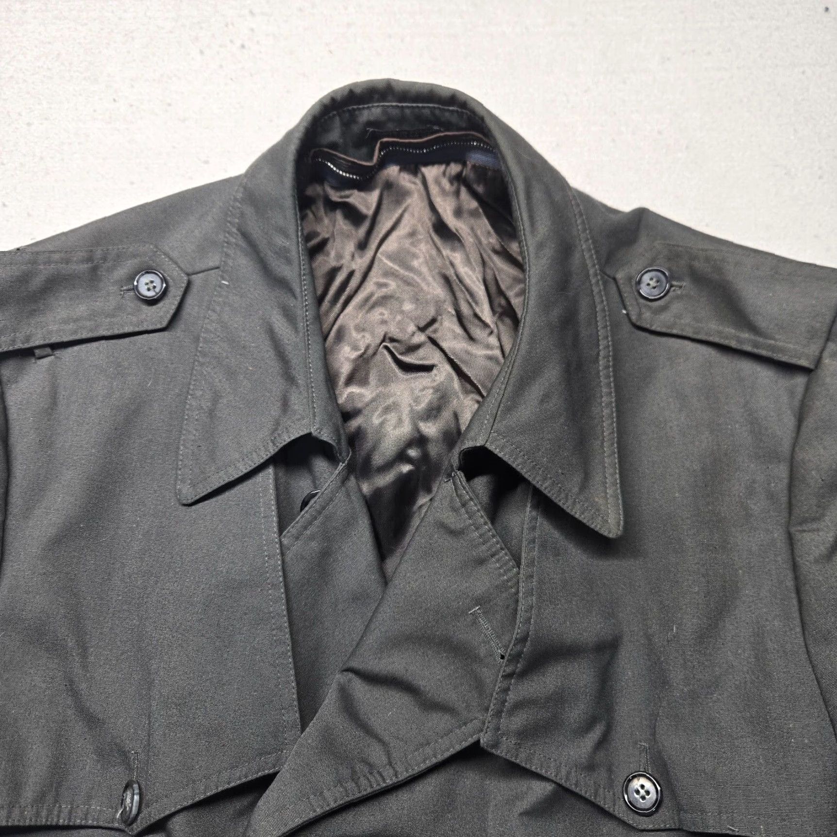 Doublet Vintage Men's Gray Double Breasted Trench Coat Rain Jacket 40R Cotton Blend Classic Style Size US XXS / EU 40 - 5 Thumbnail