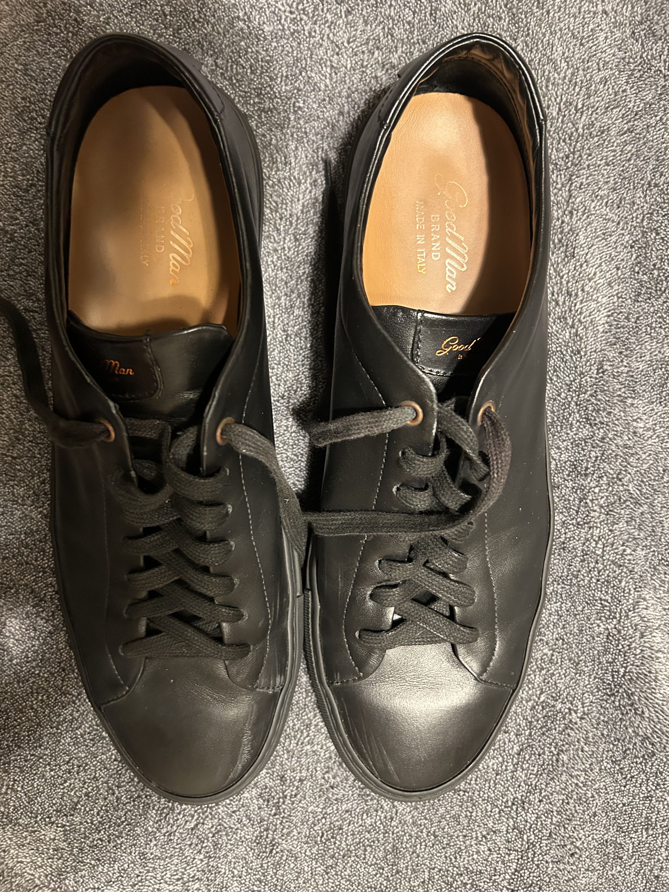 Good Man Brand Good Man Black Leather Sneakers - Made in Italy Size US 12 / EU 45 - 3 Thumbnail