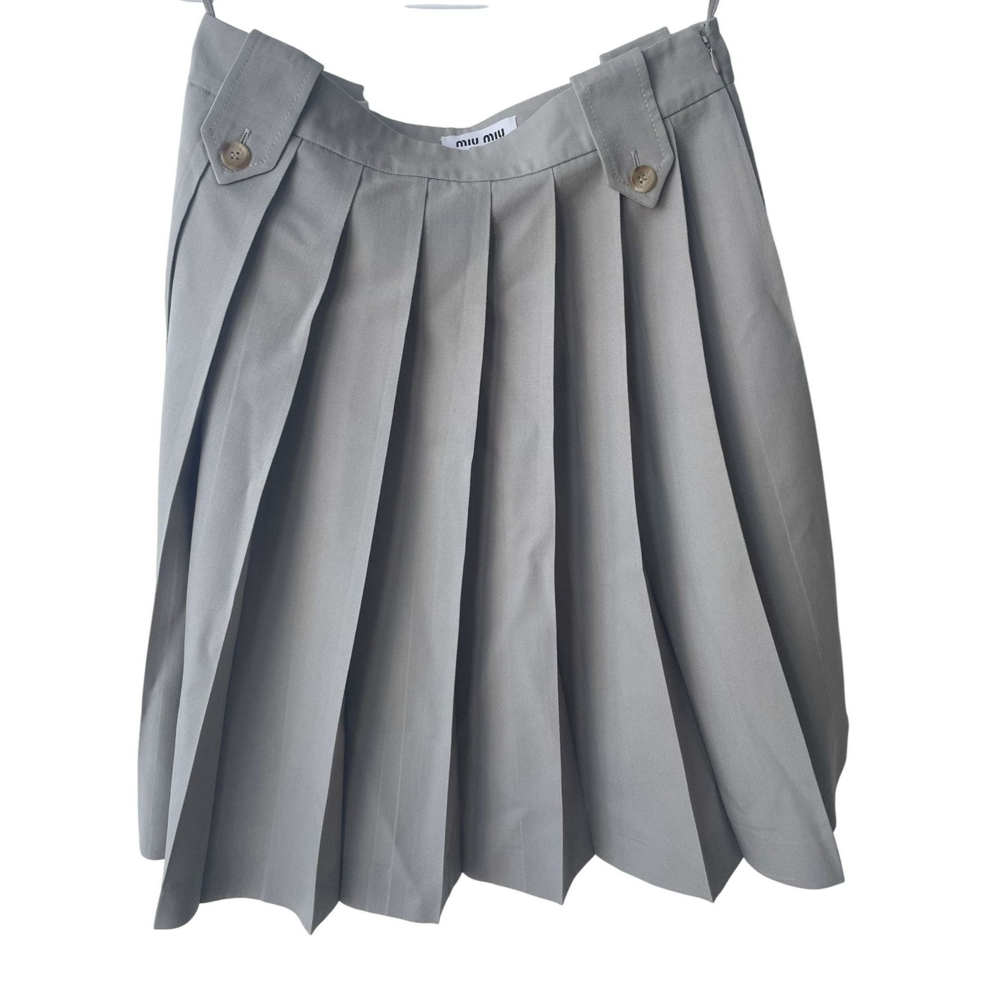 Miu Miu Miu Miu Gray Pleated Wool Skirt With Button Detail Made In I Size 36" / US 14 / IT 50 - 1 Thumbnail