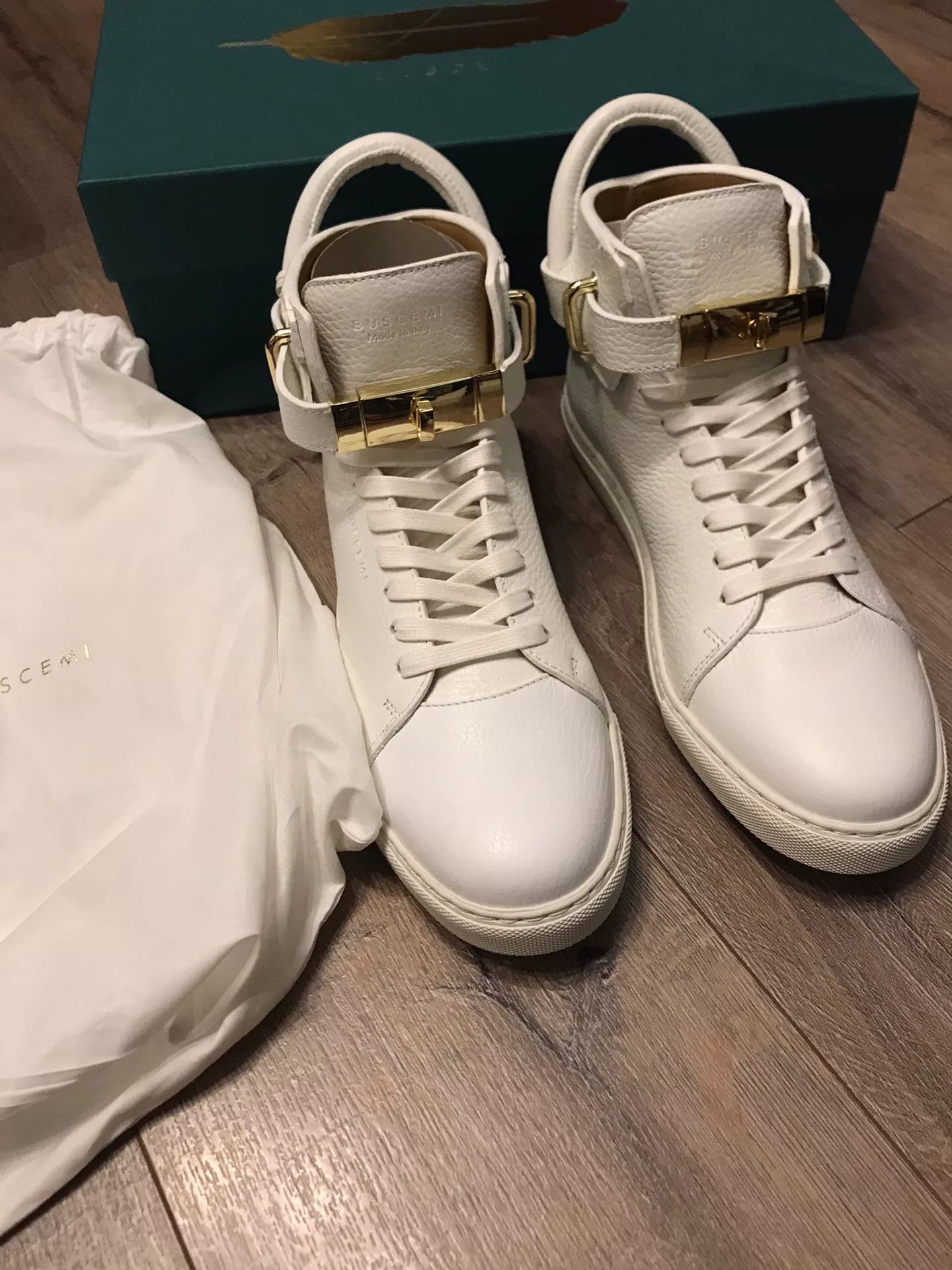 Buscemi Buscemi White High-Top Leather Shoes Size US 9 / EU 42 - 1 Thumbnail