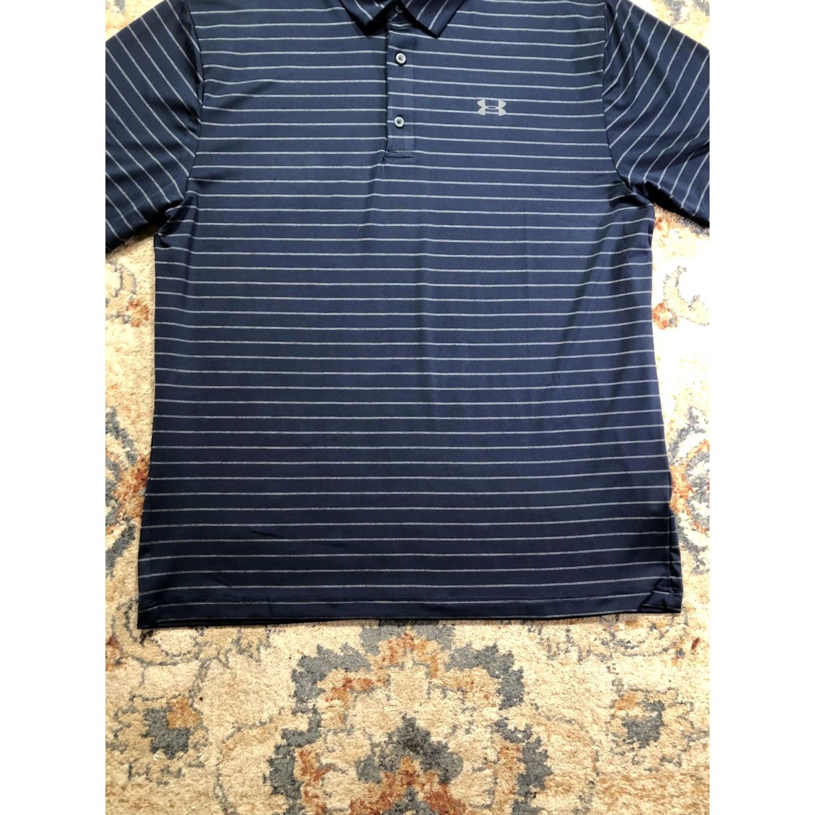 Under Armour Under Armour Playoff Polo Shirt Mens XL Blue Stripe HeatGear Golf Casual Shirt Size US XL / EU 56 / 4 - 5 Thumbnail