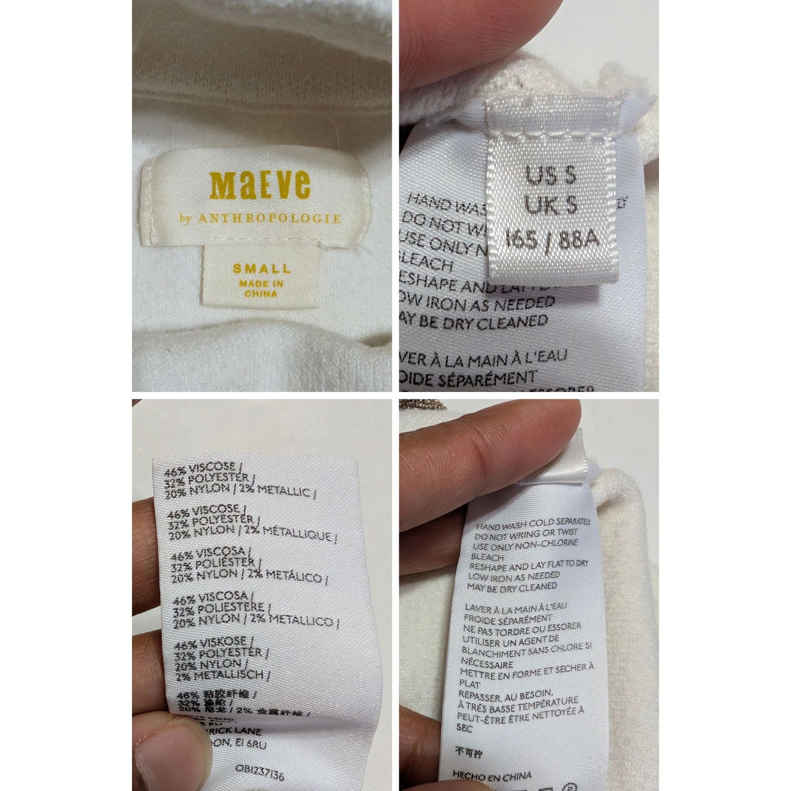 Unknown London Maeve Anthropologie Cropped Sweatshirt Cream Women's S USED Size S / US 4 / IT 40 - 7 Thumbnail