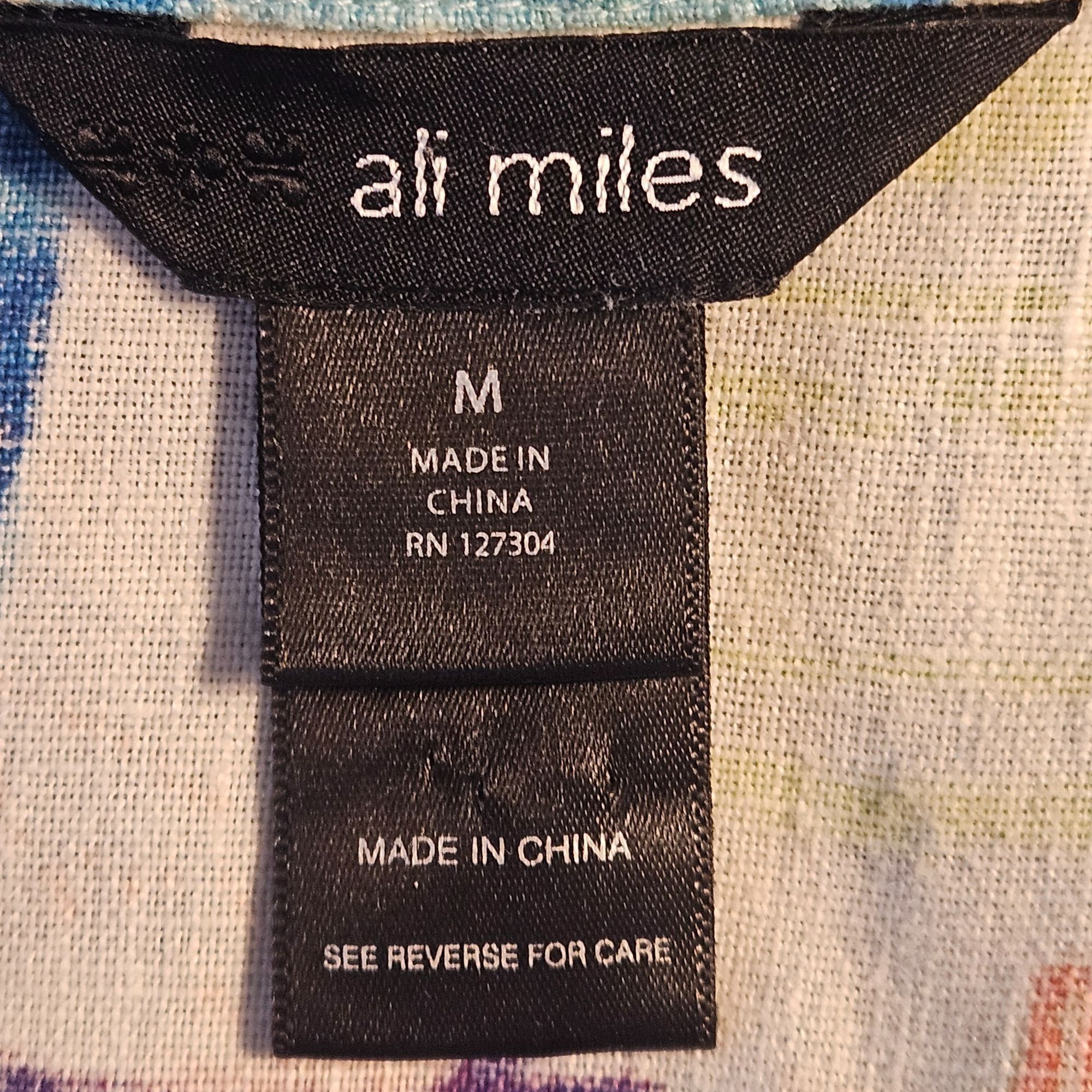 Other Ali Miles Linen Blend Abstract Colorblock Jacket Top Womens Size M / US 6-8 / IT 42-44 - 4 Thumbnail