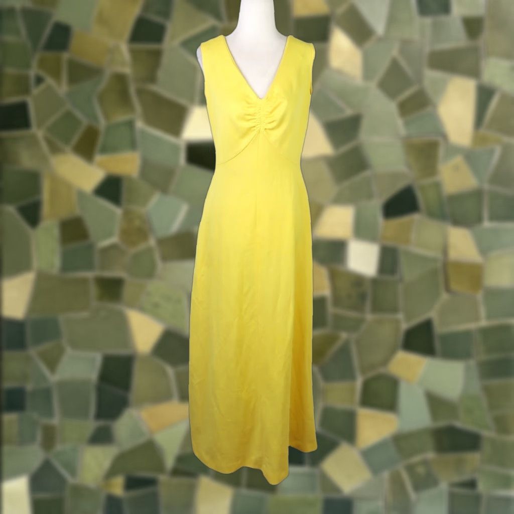 Vintage VINTAGE Montgomery Ward Maxi Dress A-Line Sleeveless Yellow M 90s Bohemian 70s Zip Back Womens Size M / US 6-8 / IT 42-44 - 1 Thumbnail