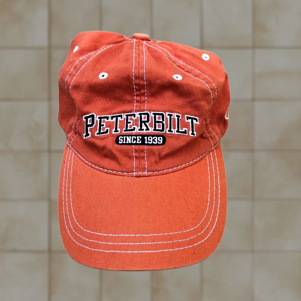 Vintage PETERBILT Baseball Hat Men's One Size Orange Adjustable Cap Since 1939 Size ONE SIZE - 1 Thumbnail