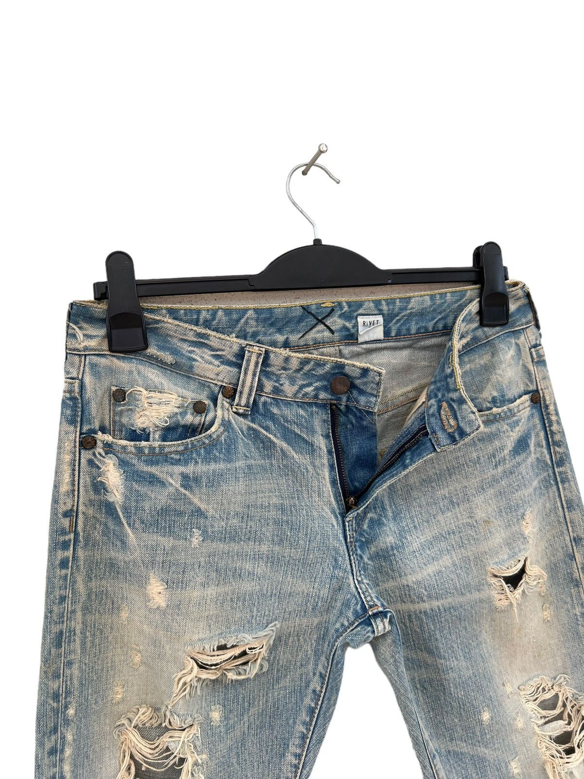 Japanese Brand Rivet & Blue Japan Distressed Muddy Denim Jeans Size US 30 / EU 46 - 13 Thumbnail