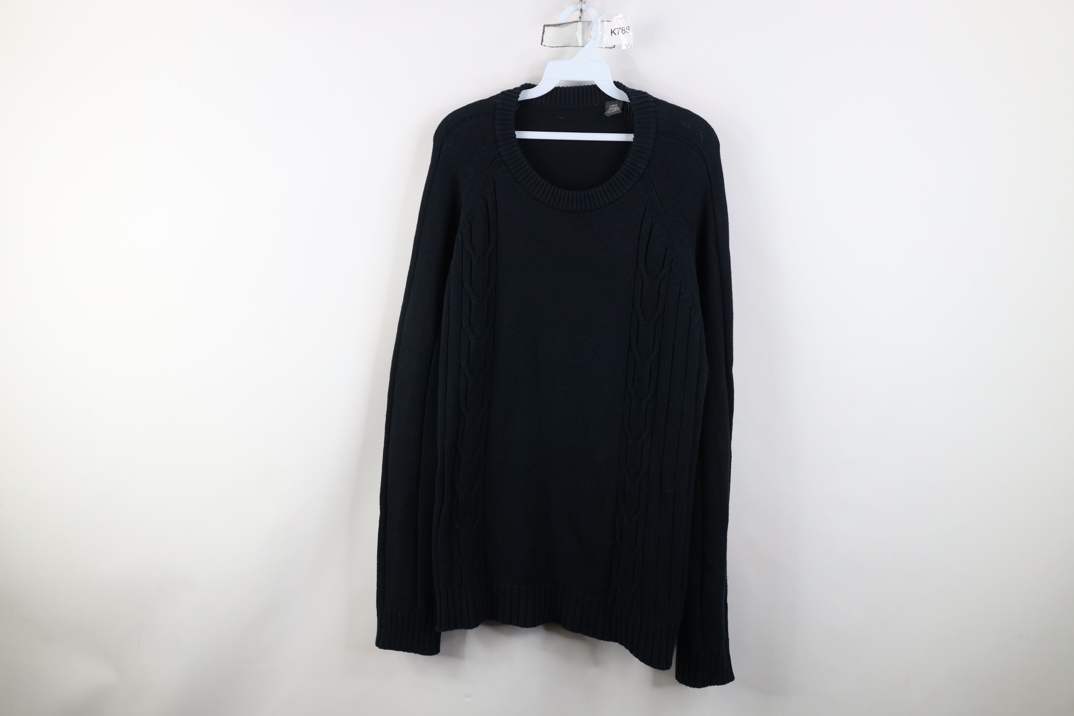 Vintage Vintage 90s Streetwear Ribbed Cable Knit Sweater Black Size US L / EU 52-54 / 3 - 1 Thumbnail