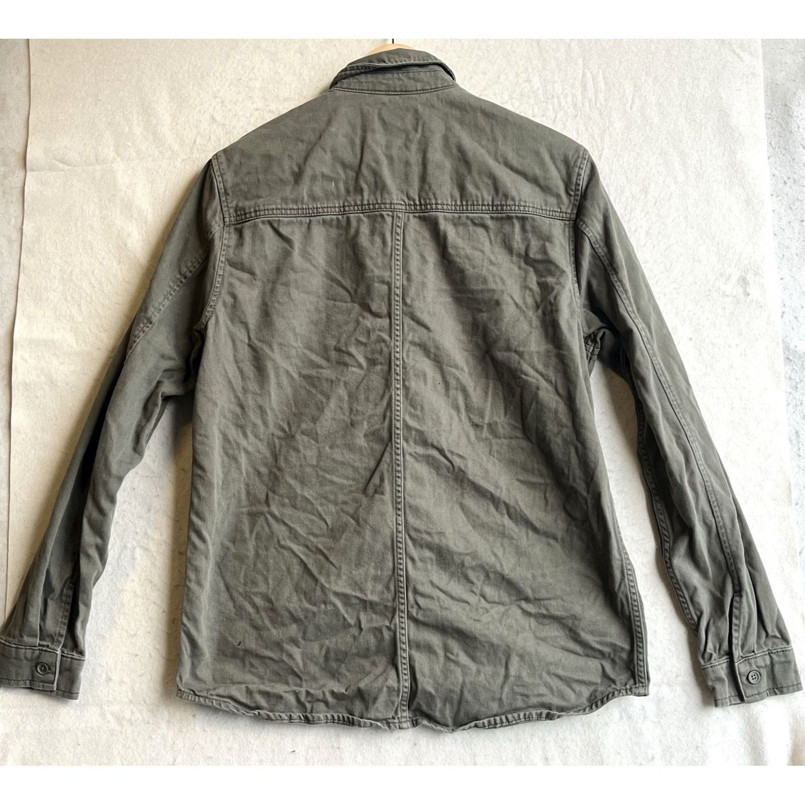 Topman TOPMAN Jacket Zip Up Cotton Olive Green L Overshirt Men Green Jacket Large Zip Up Overshirt Mens Size US L / EU 52-54 / 3 - 2 Thumbnail