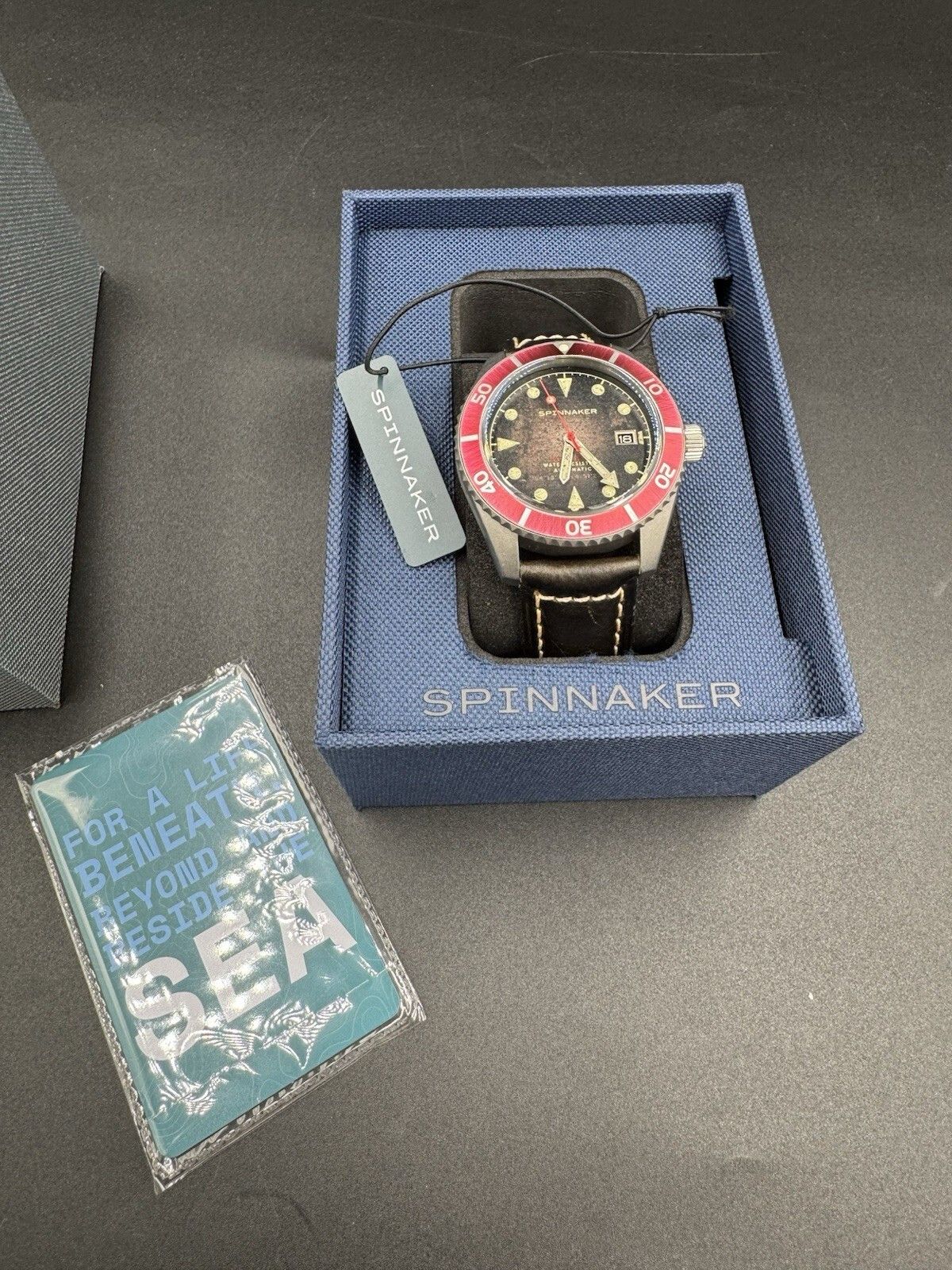 Spinnaker Wreck Red Ring and Gray with Leather Black Dial Wristwatch SP-5089-01 Spinnaker Wreck Black & Gray Dial / Stainless Steel | Black  main image 4