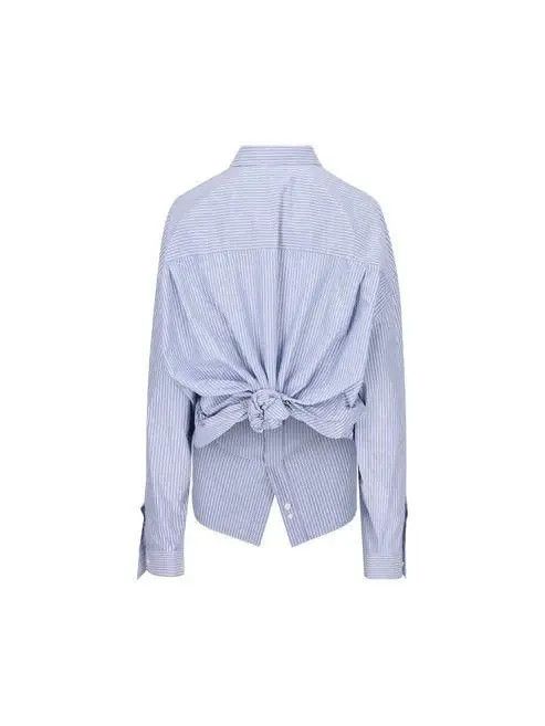 Balenciaga o1bcso1str0226 Knotted Shirt In Blue/White Size S / US 4 / IT 40 - 2 Thumbnail
