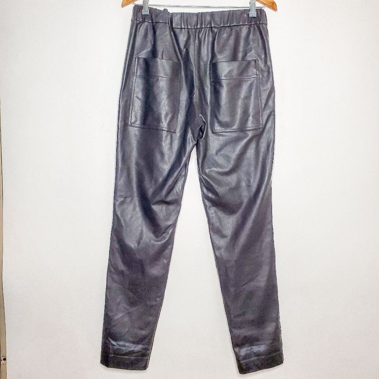 Tibi Tibi Vegan Leather Black Slouchy Straight Leg Pants Size S Size 28" / US 6 / IT 42 - 5 Thumbnail