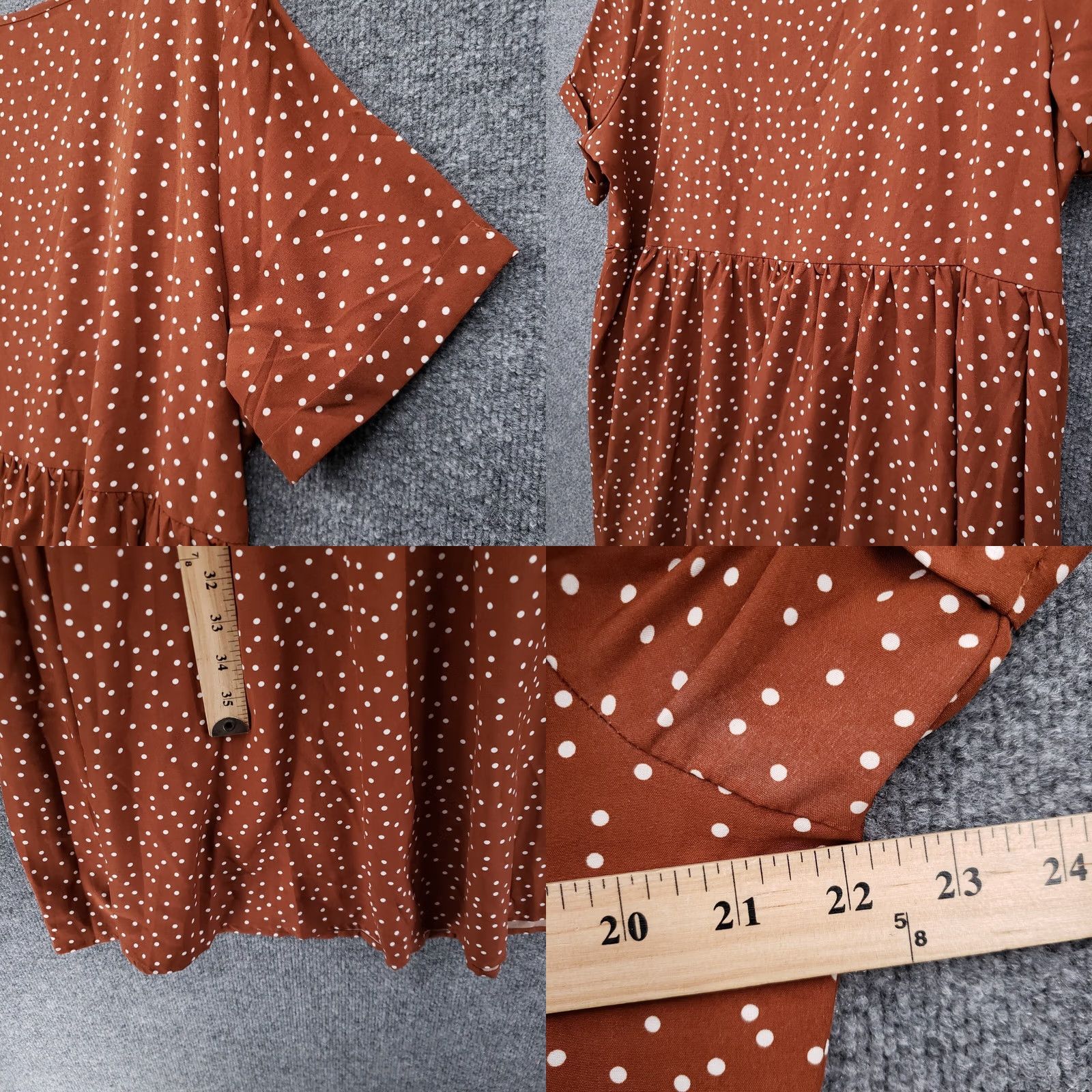 Shein Shein Dress Women Brown A-Line Knee Length Polka Dots Short Sleeves Polyester 12 Size 34" / US 12 / IT 48 - 8 Thumbnail