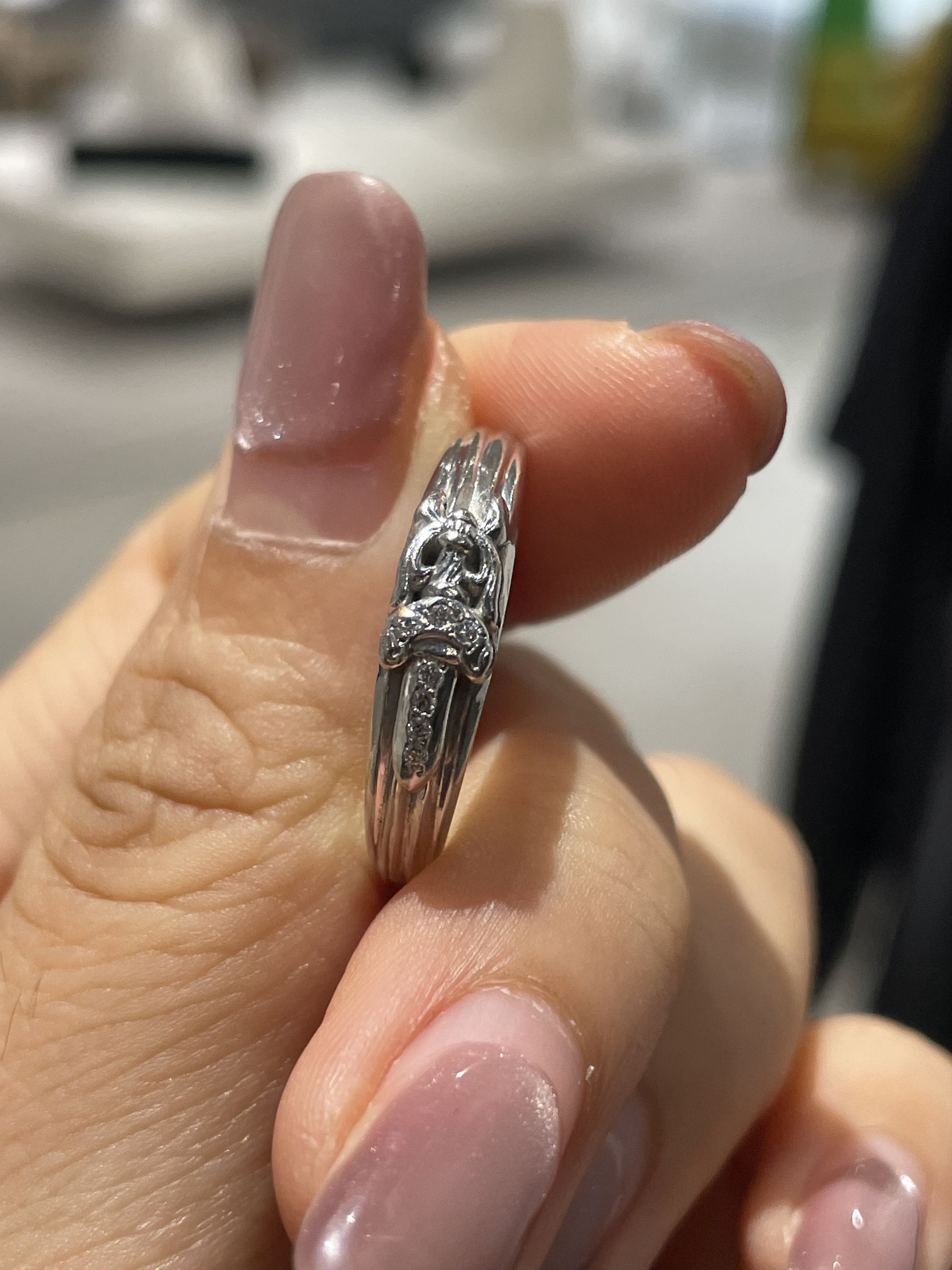Chrome Hearts Chrome Hearts 18K White Gold Diamonds Baby Dagger Ring Size ONE SIZE - 8 Thumbnail