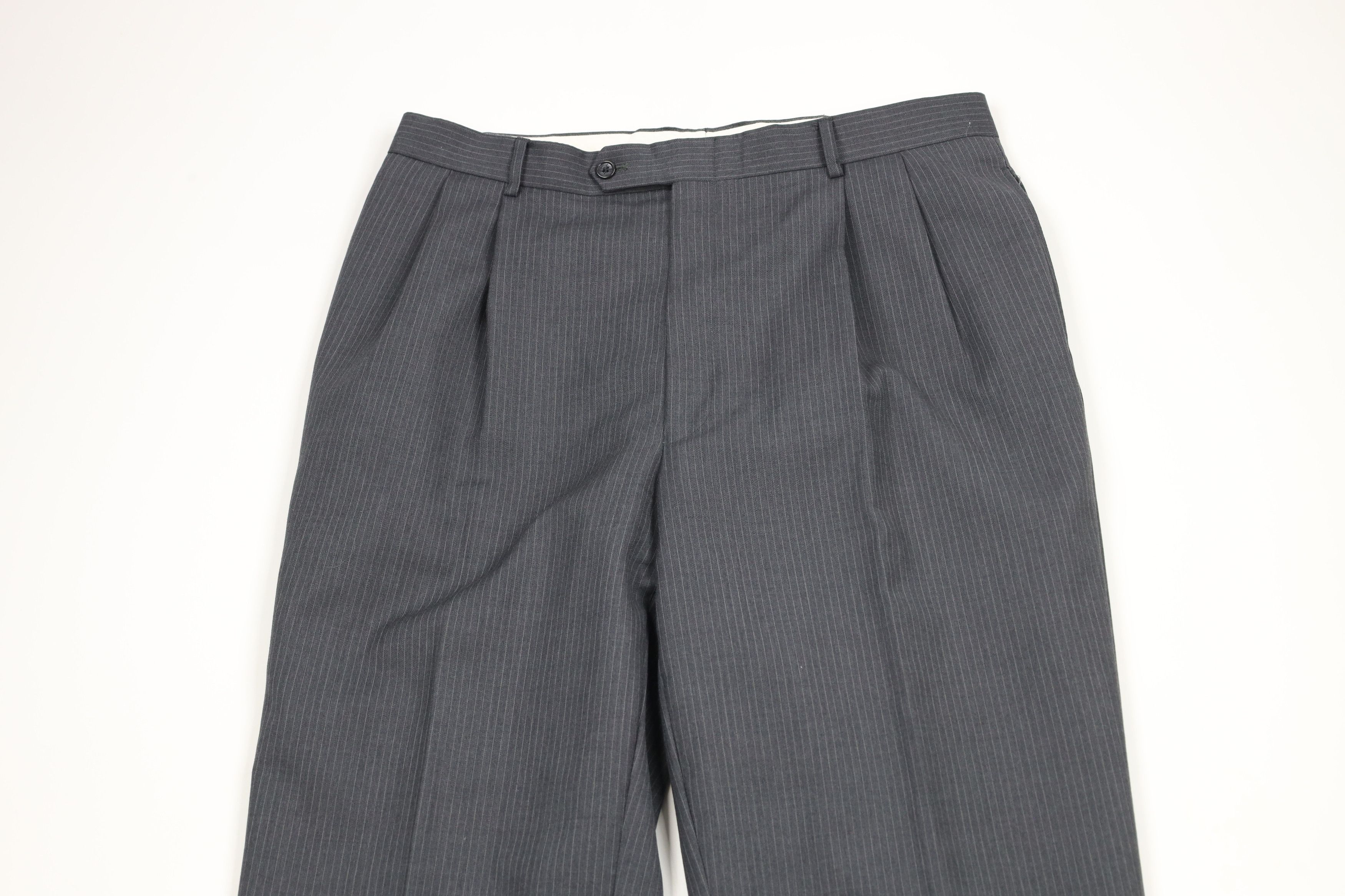 Vintage Vintage 90s Streetwear Wool Pinstriped 3 Piece Suit Size 44L - 14 Thumbnail
