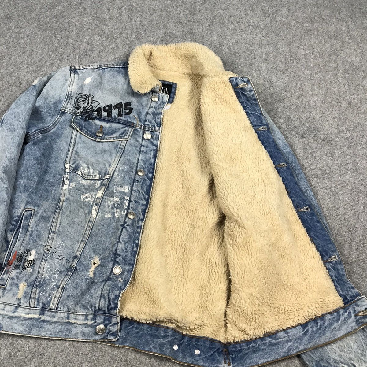 Japanese Brand × Zara ZARA DISTRESSED PUNK BUTTON JACKET Size US L / EU 52-54 / 3 - 12 Thumbnail