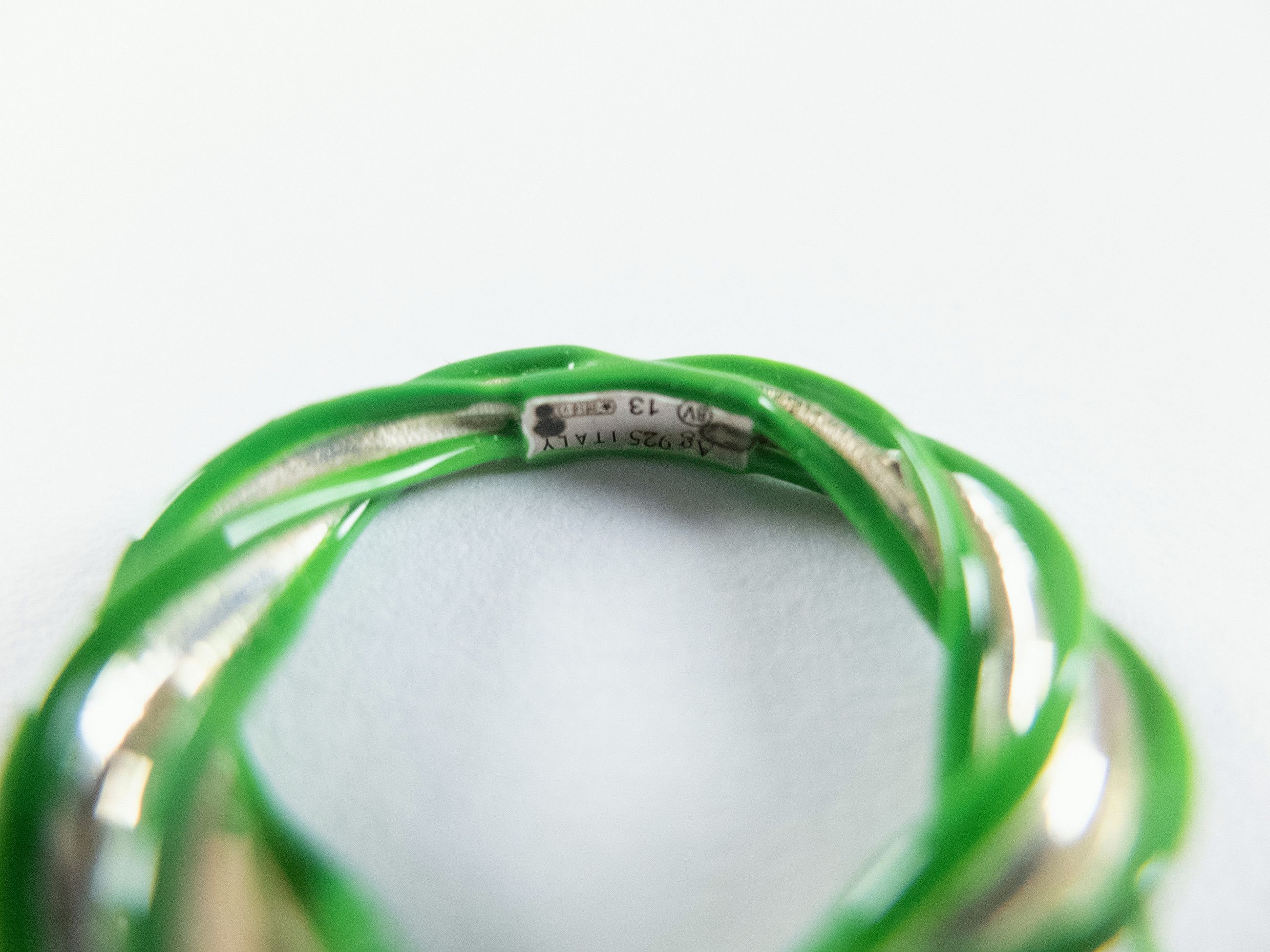 Bottega Veneta BOTTEGA VENETA Pillar green twisted silver ring 6 13 q Size ONE SIZE - 3 Thumbnail