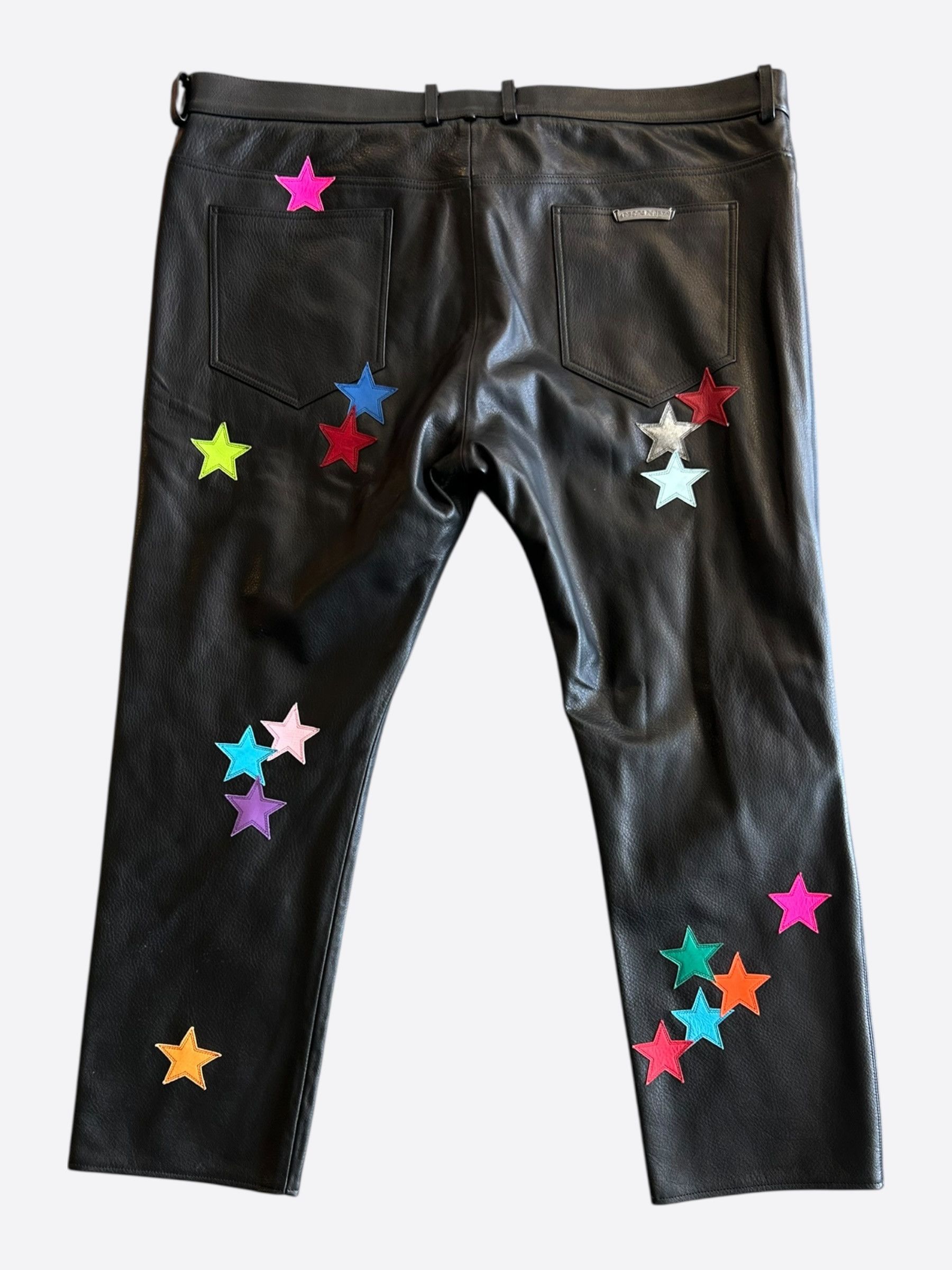 Chrome Hearts Chrome Hearts Black & Multicolor Star Patch Leather Pants Size US 44 / EU 60 - 2 Thumbnail
