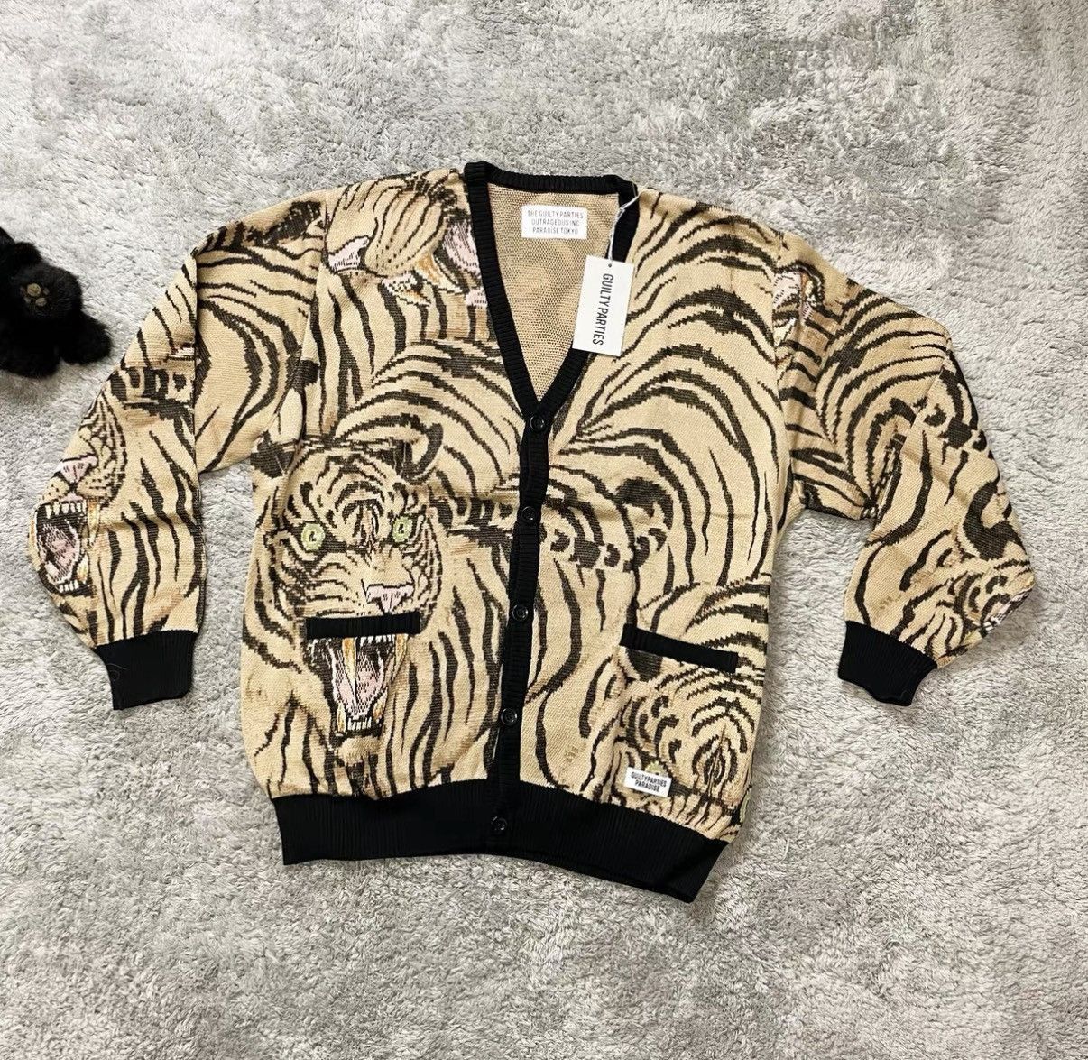 Wacko Maria Beige Tiger Print Cardigan - Size L Size US L / EU 52-54 / 3 - 1 Thumbnail